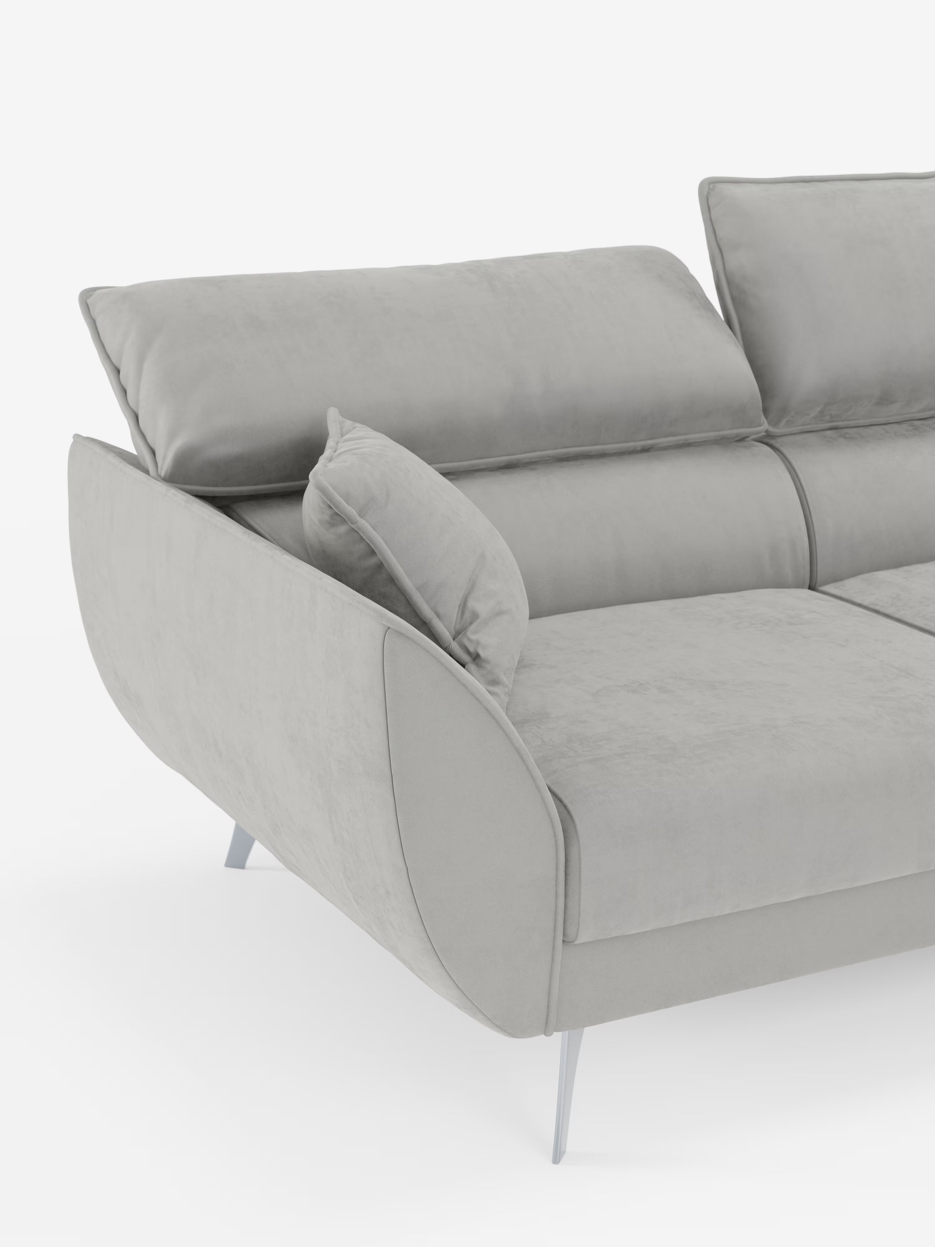 Michelangelo corner sofa with chaise longue and extendable seats - reclining headrests in refined stain-resistant velvet-effect fabric T30