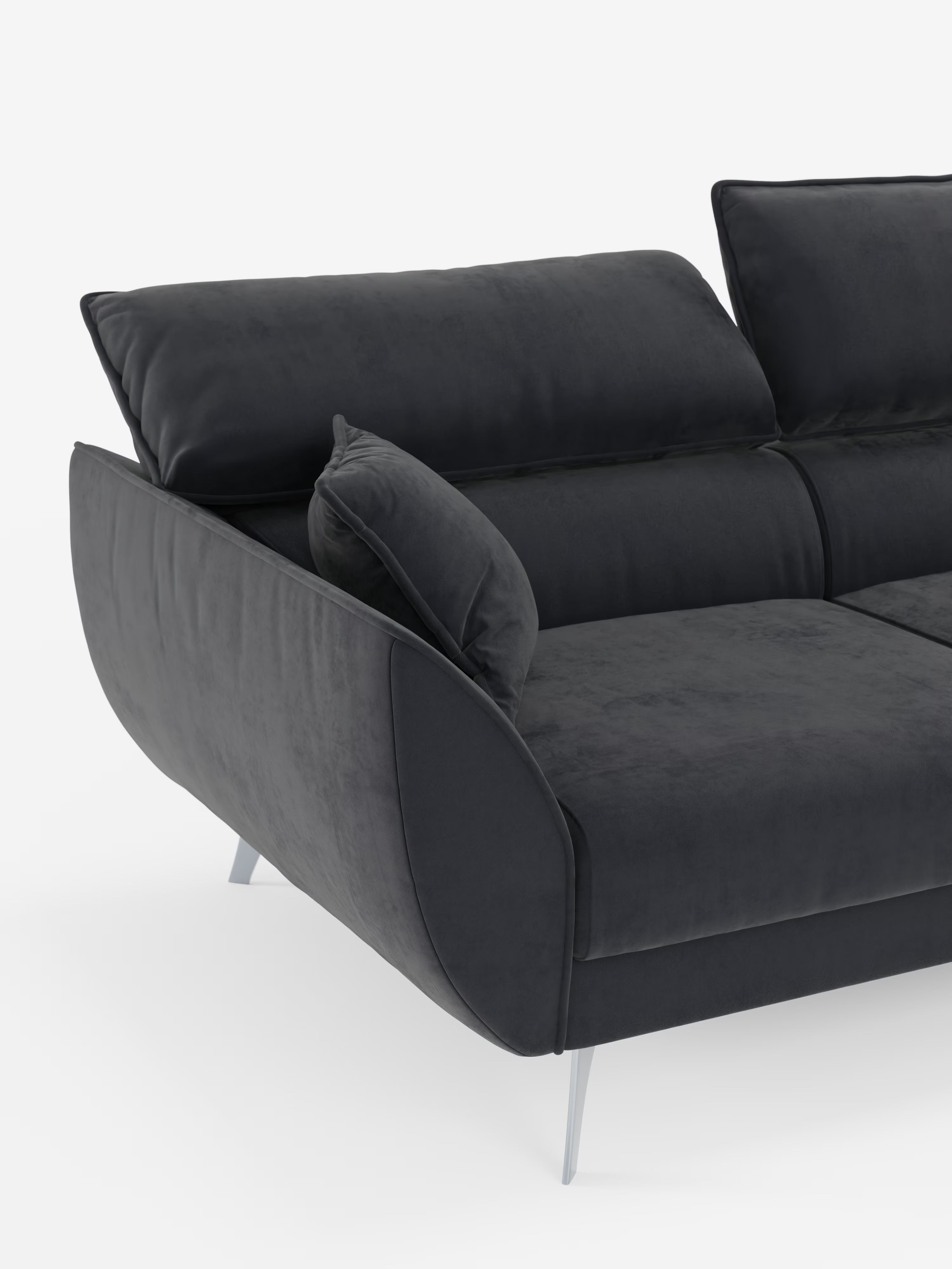 Michelangelo corner sofa with chaise longue and extendable seats - reclining headrests in refined stain-resistant velvet-effect fabric T30