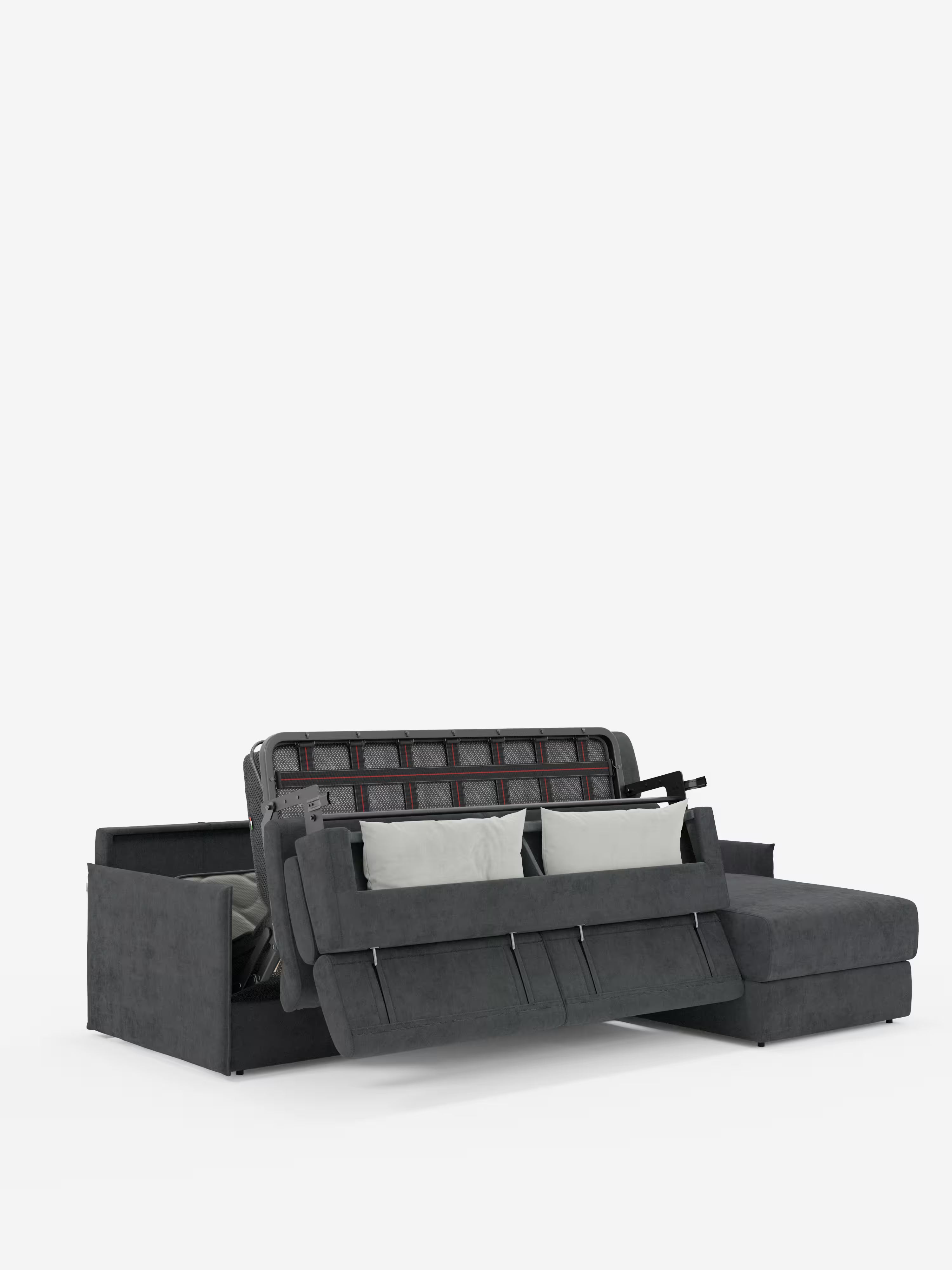 Miryam sofá cama esquinero compacto - reposacabezas reclinables y chaise longue con almacenaje en tejido antimanchas T31