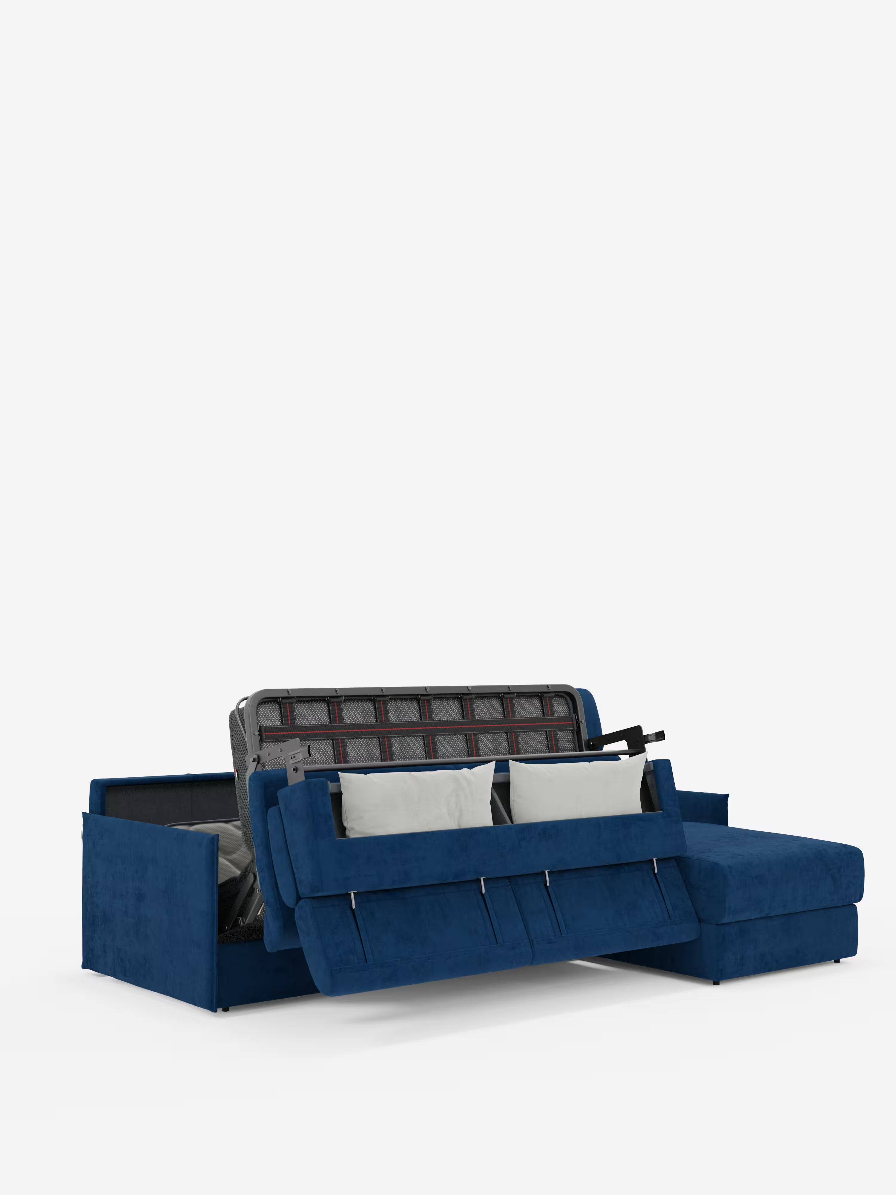 Miryam sofá cama esquinero compacto - reposacabezas reclinables y chaise longue con almacenaje en tejido antimanchas T31
