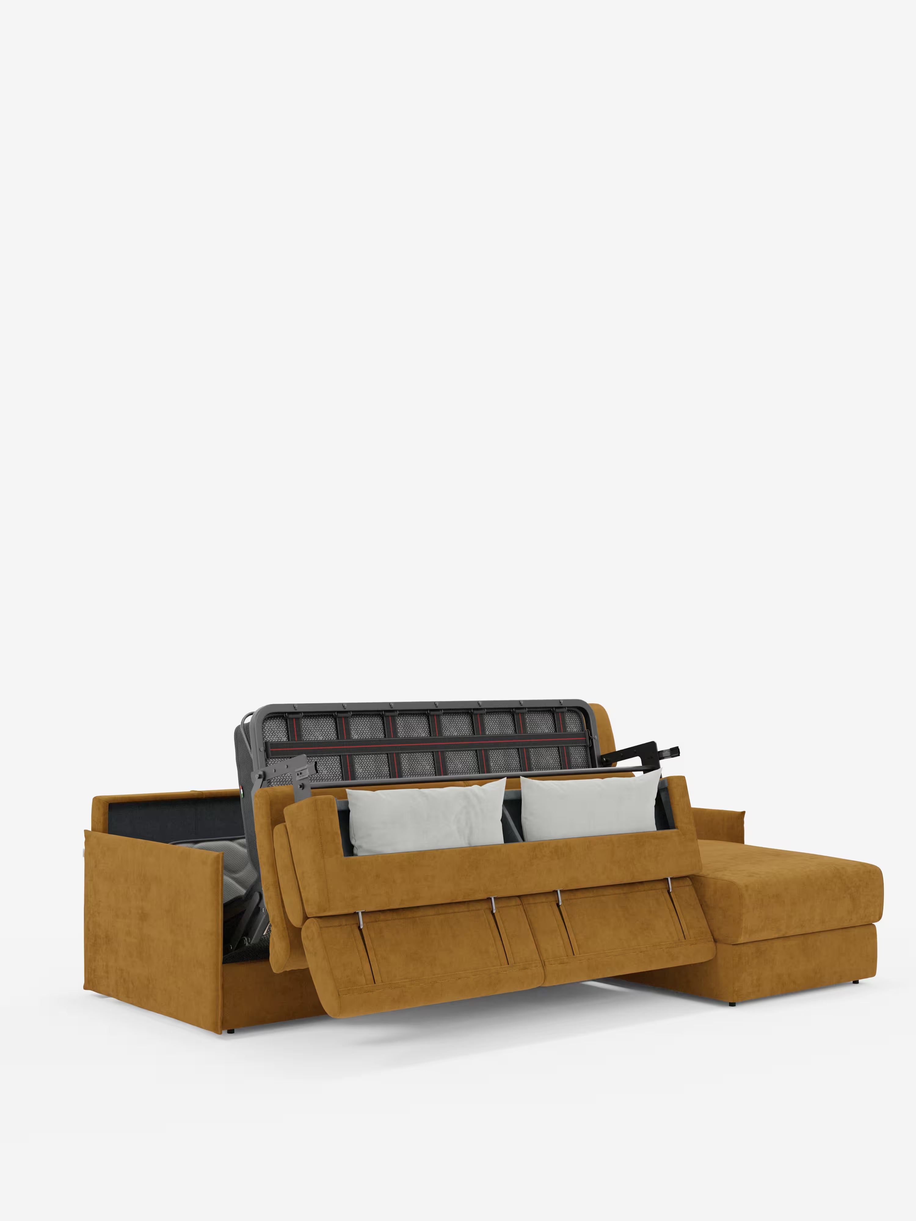 Miryam sofá cama esquinero compacto - reposacabezas reclinables y chaise longue con almacenaje en tejido antimanchas T31