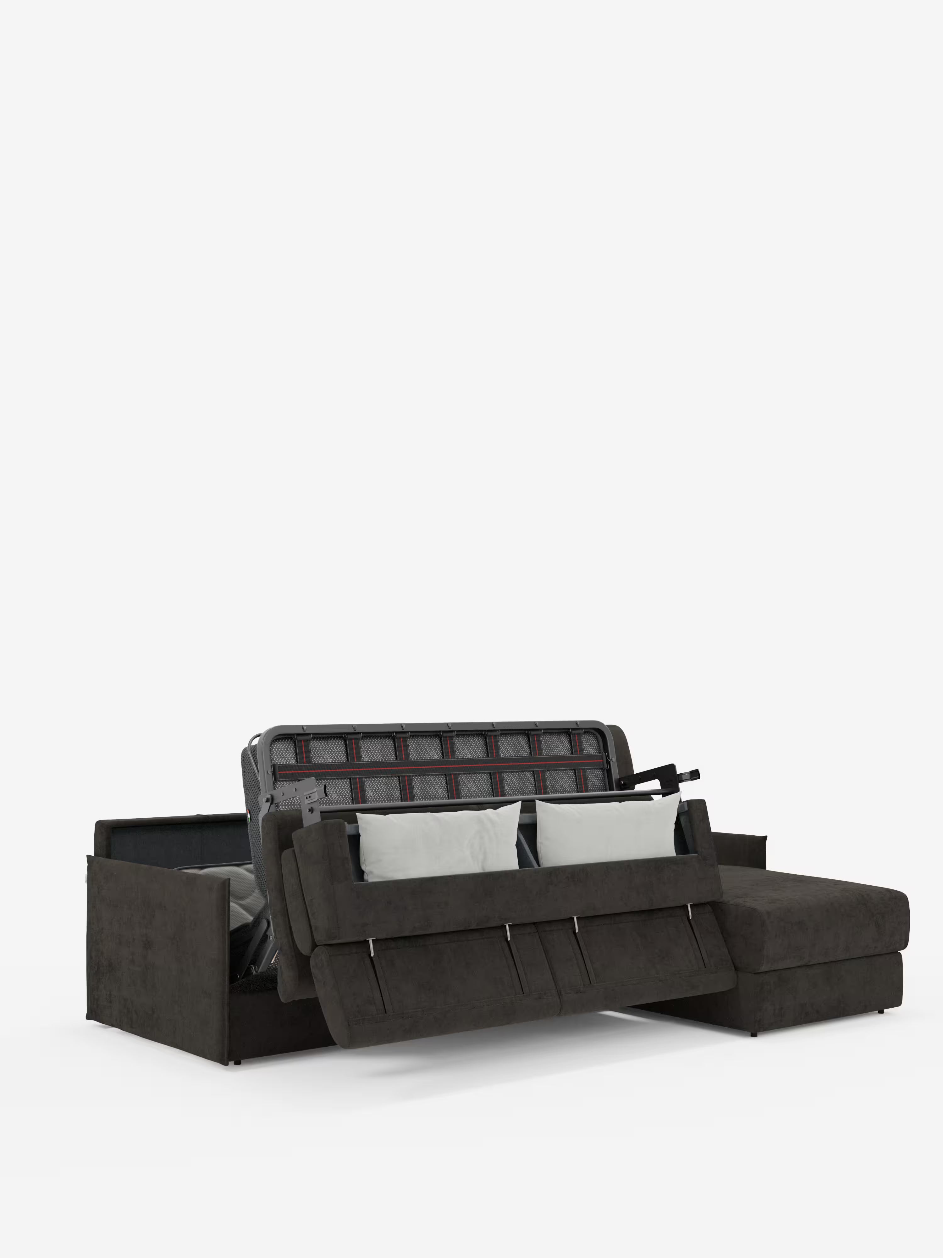 Miryam sofá cama esquinero compacto - reposacabezas reclinables y chaise longue con almacenaje en tejido antimanchas T31