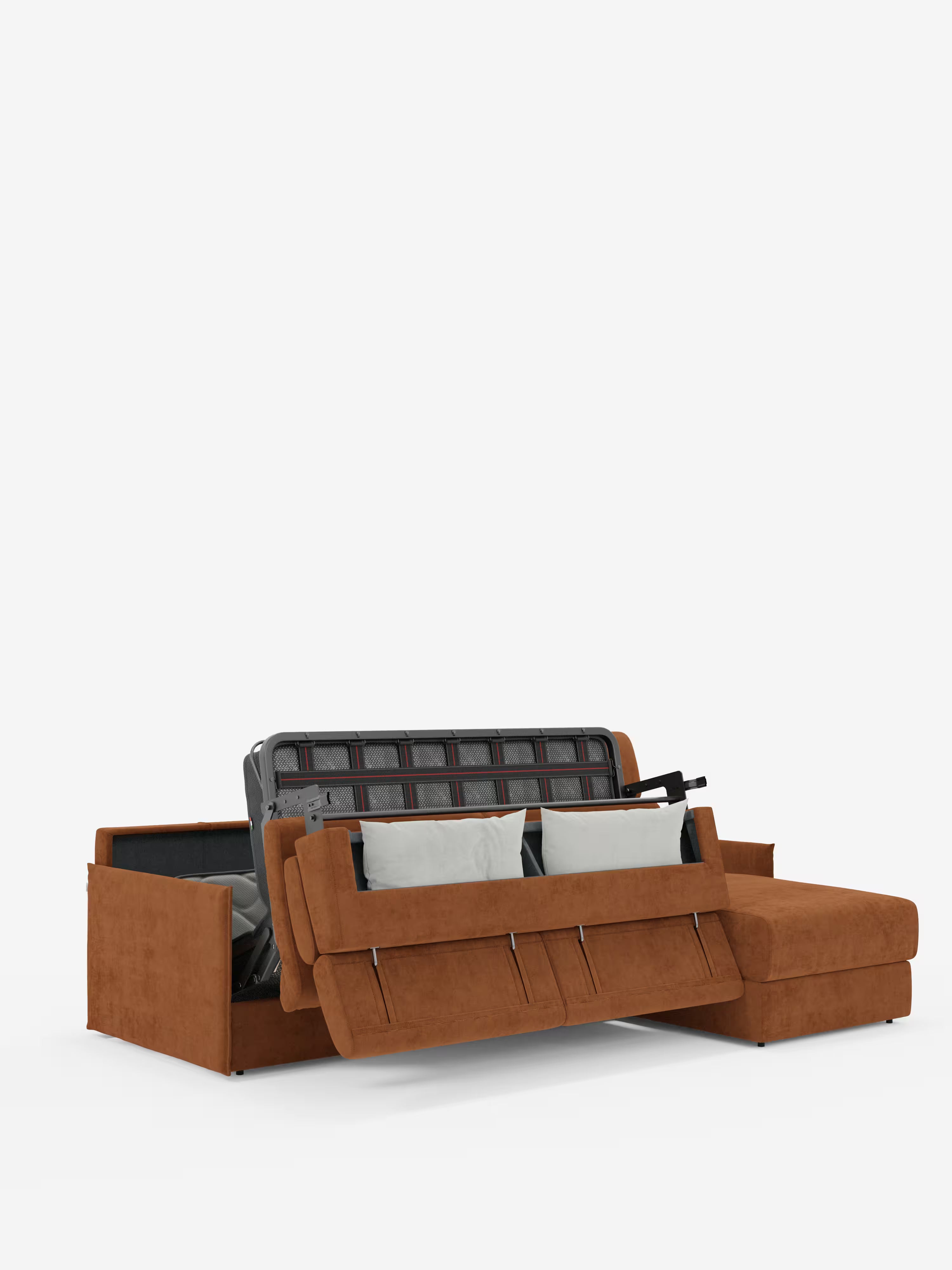 Miryam sofá cama esquinero compacto - reposacabezas reclinables y chaise longue con almacenaje en tejido antimanchas T31