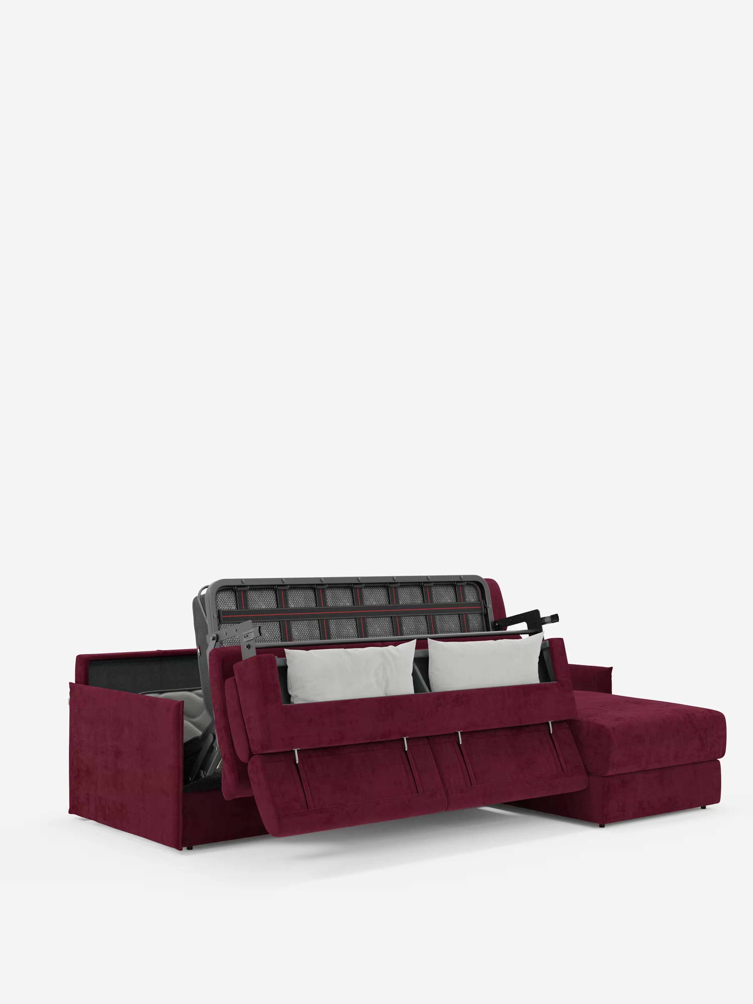 Miryam sofá cama esquinero compacto - reposacabezas reclinables y chaise longue con almacenaje en tejido antimanchas T31