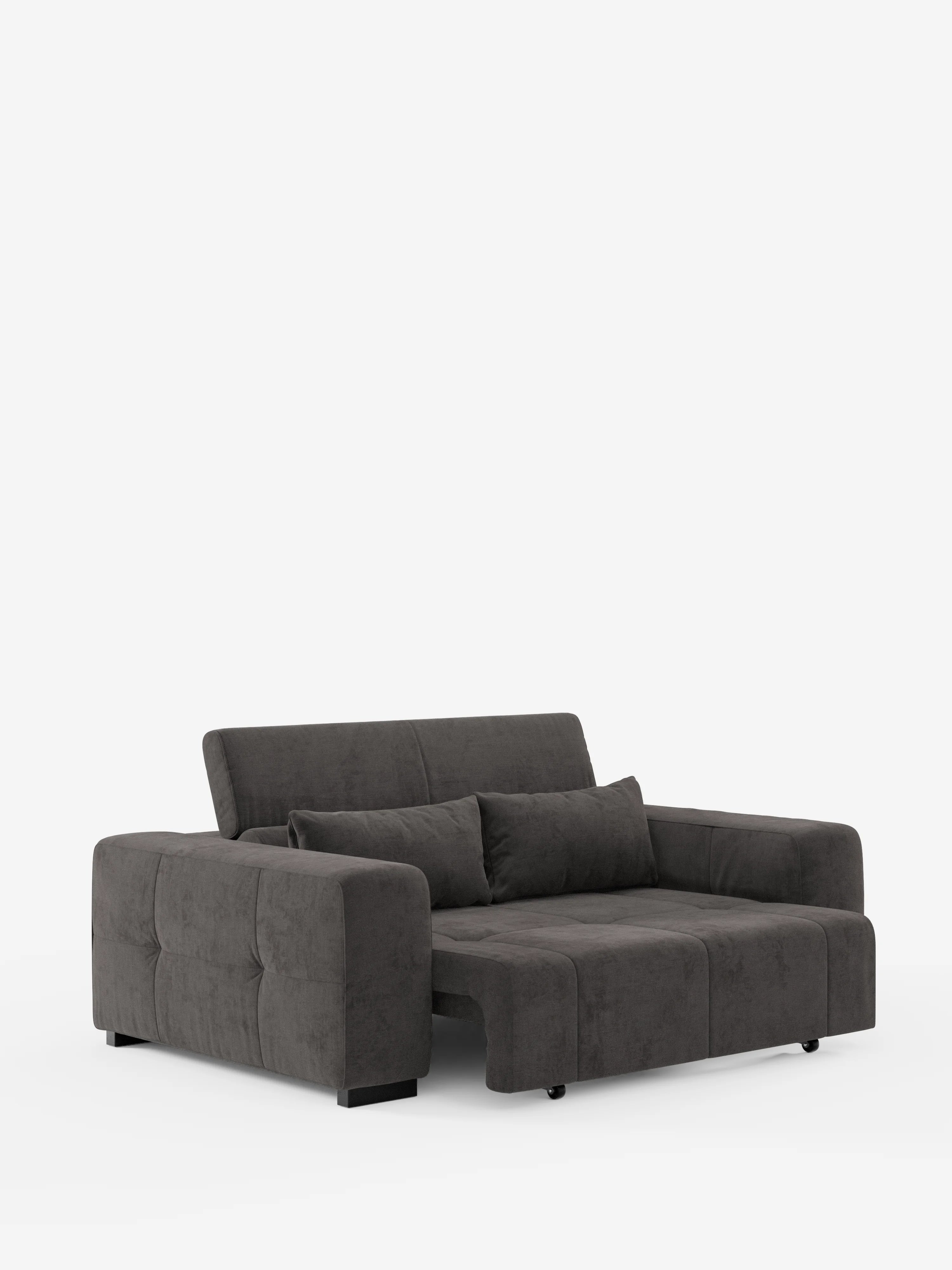 Il divano Monarch con funzione relax elettrica per l’allungamento delle sedute e poggiatesta reclinabile di Divani.Store, rivestito in morbido tessuto T31 resistente alle macchie con una finitura contemporanea in grigio scuro, presenta moderni braccioli squadrati ed è dotato di due cuscini coordinati. Presentato su uno sfondo bianco a tinta unita, il suo rivestimento soffice e le sedute regolabili offrono comfort e uno stile accogliente.