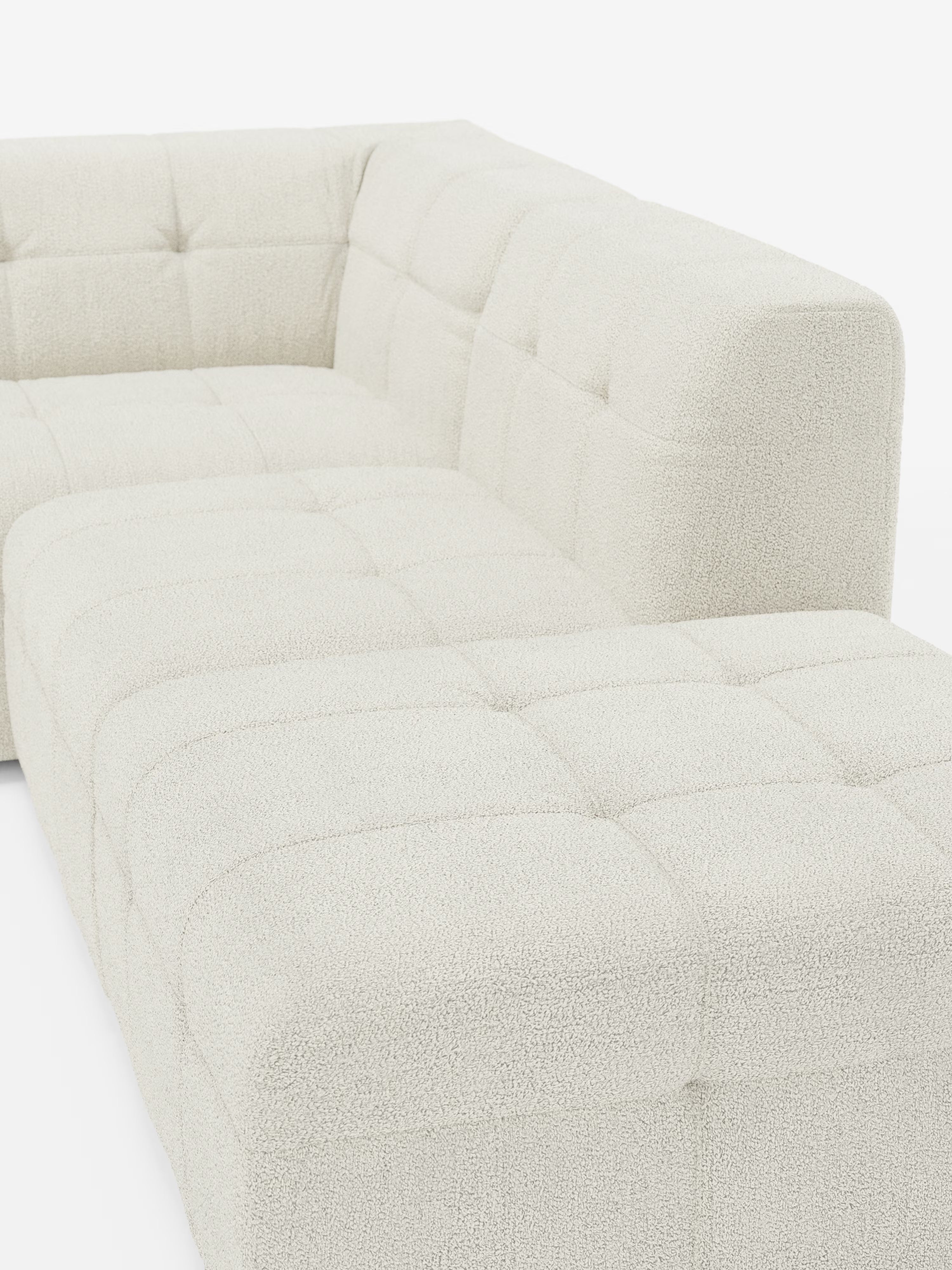 Mosaic canapé d'angle modulable en bouclé : capitonné et design en tissu détachable T21