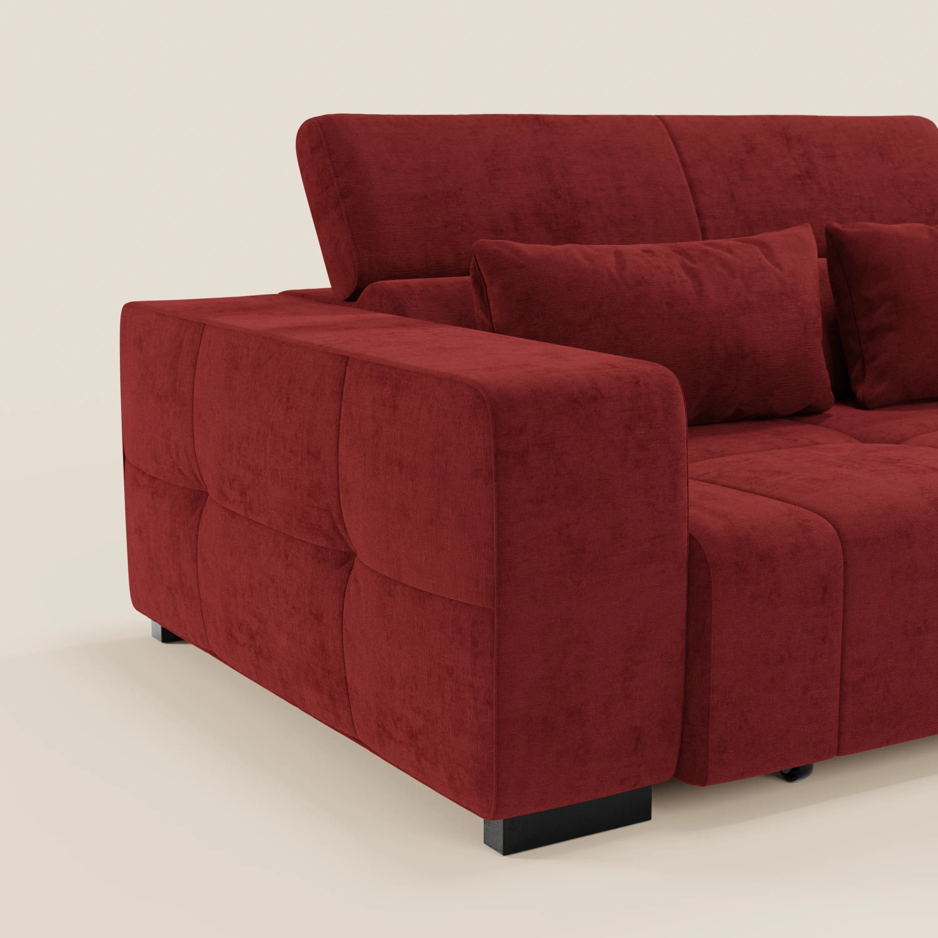 Monarch Divano angolare con penisola e Relax Elettrico per allungamento sedute - Poggiatesta Reclinabili in tessuto morbido smacchiabile T31 - divani.store