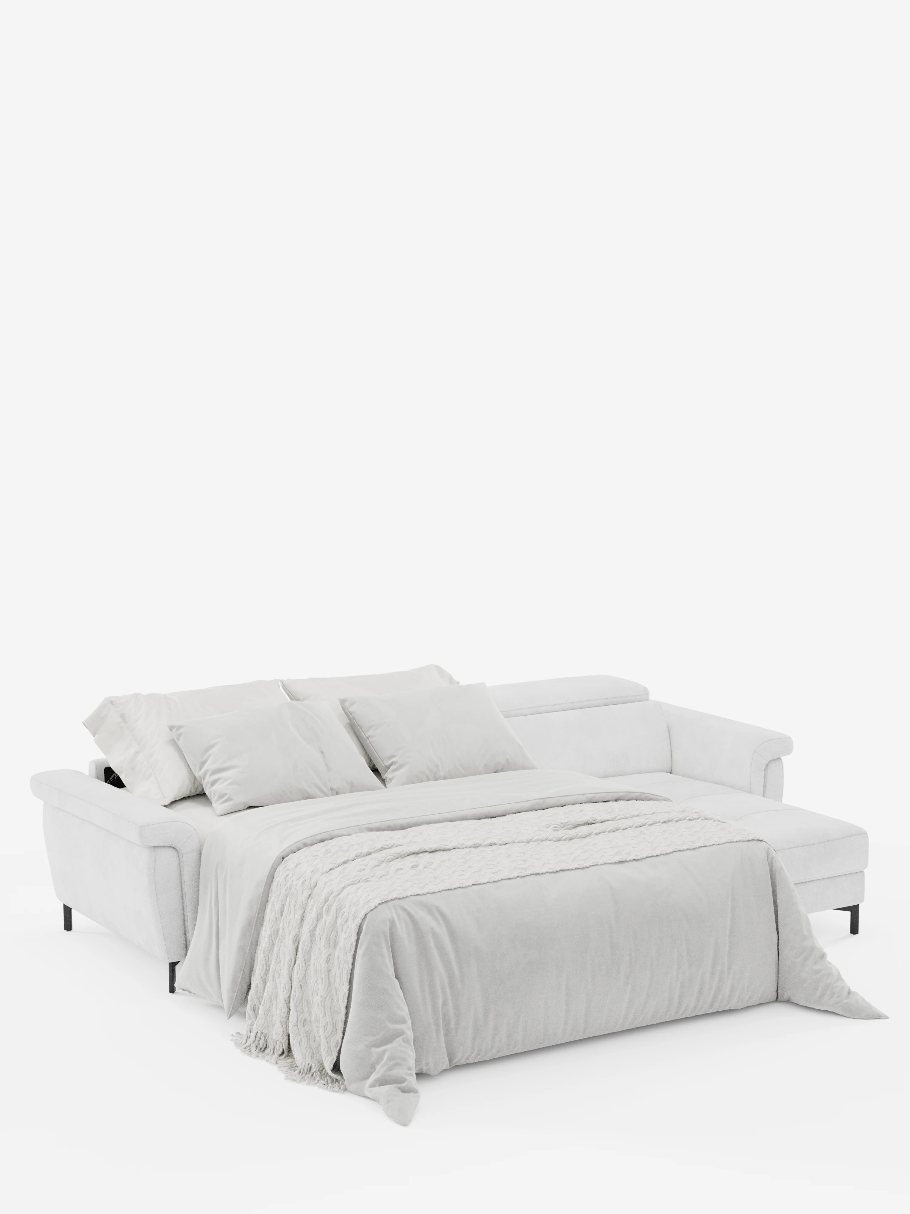 Capri Divano letto angolare con penisola contenitore e poggiatesta reclinabili - elegante tessuto smacchiabile T30