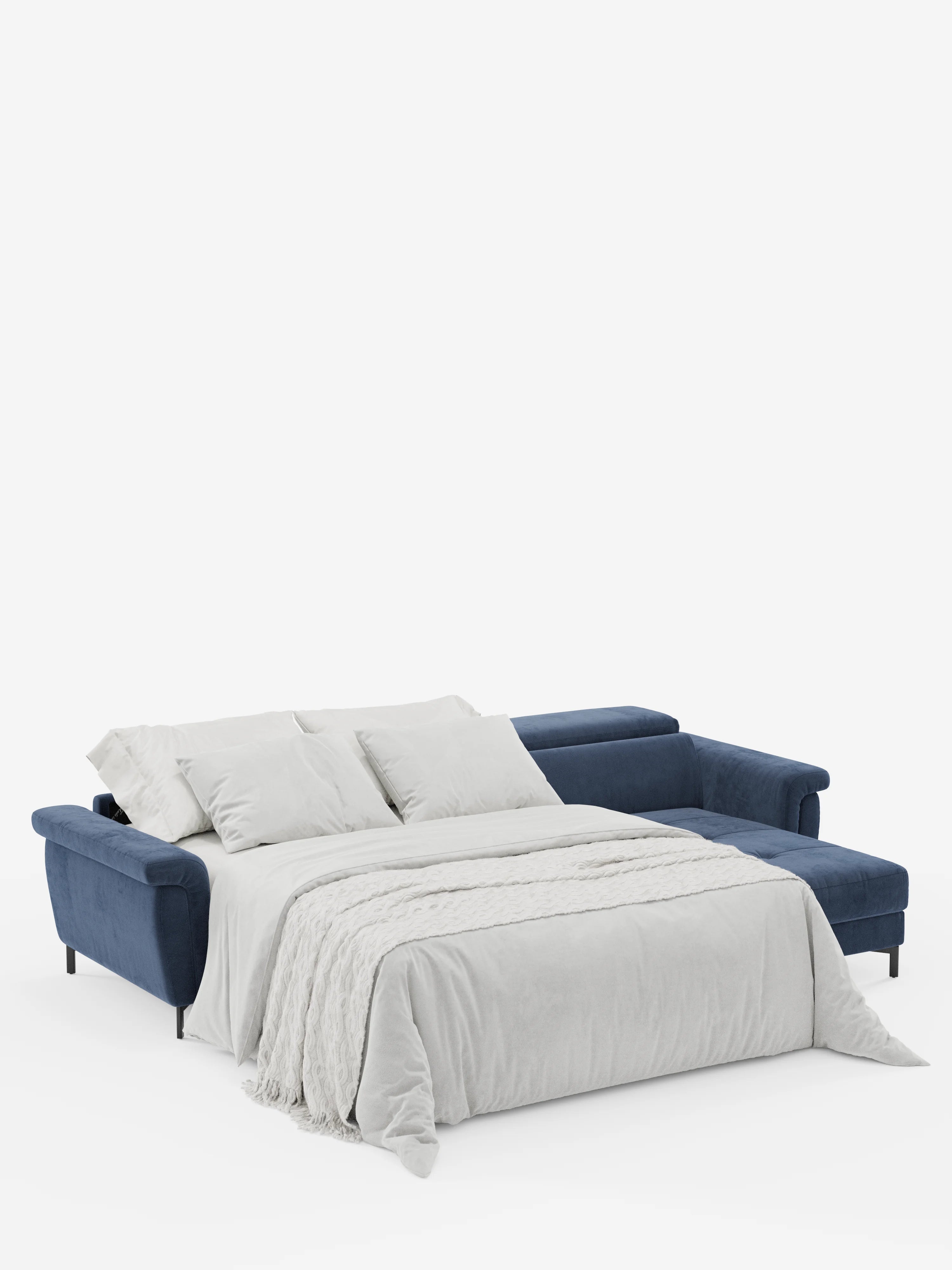 Capri Divano letto angolare con penisola contenitore e poggiatesta reclinabili - elegante tessuto smacchiabile T30
