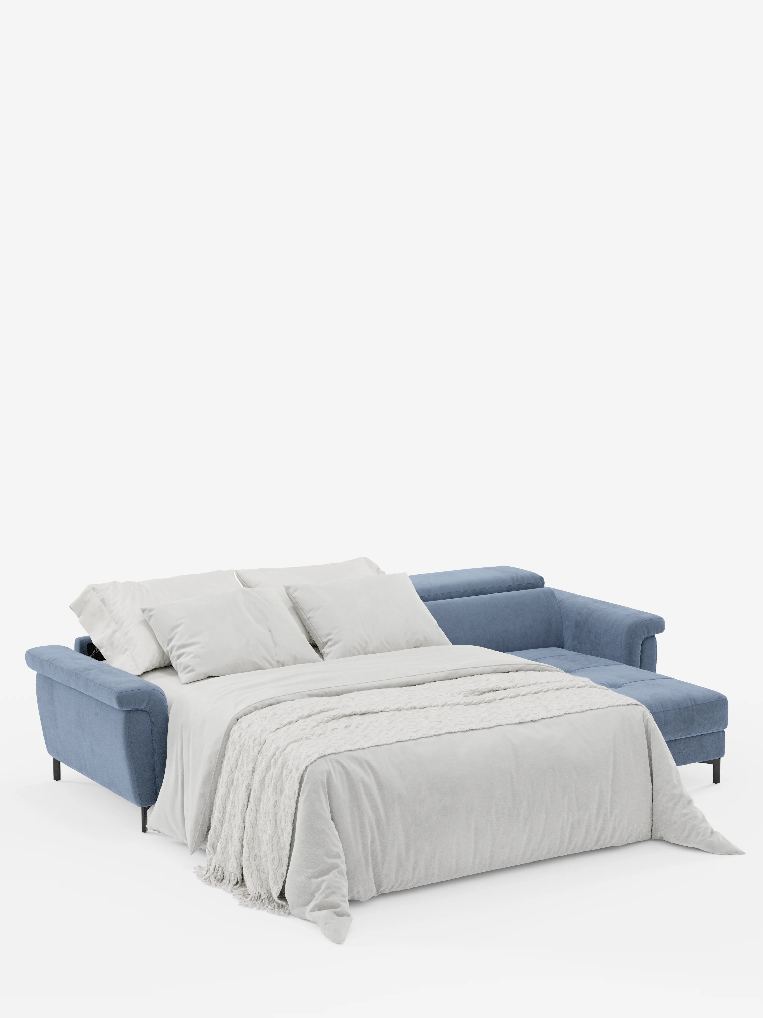 Capri Divano letto angolare con penisola contenitore e poggiatesta reclinabili - elegante tessuto smacchiabile T30