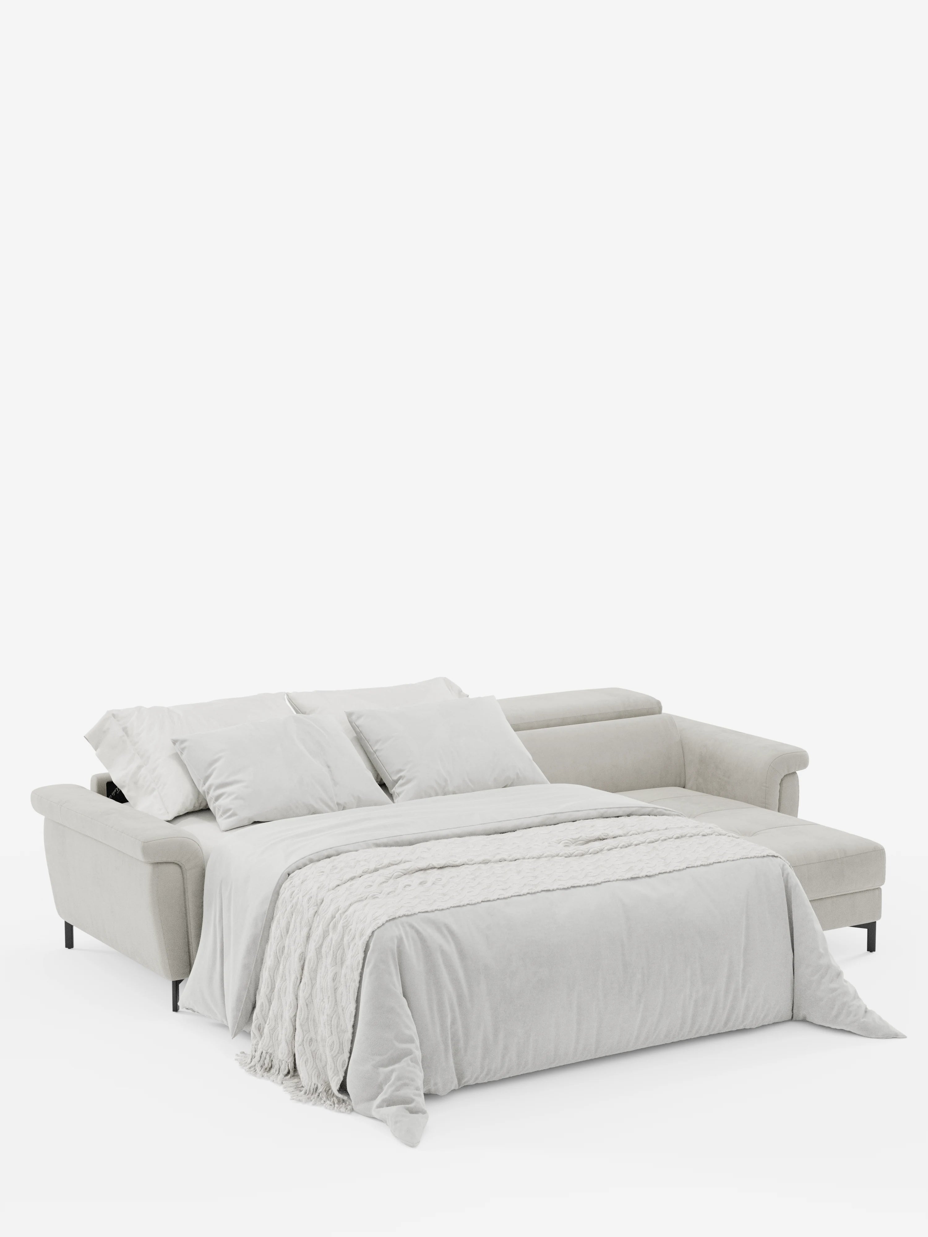 Capri Divano letto angolare con penisola contenitore e poggiatesta reclinabili - elegante tessuto smacchiabile T30