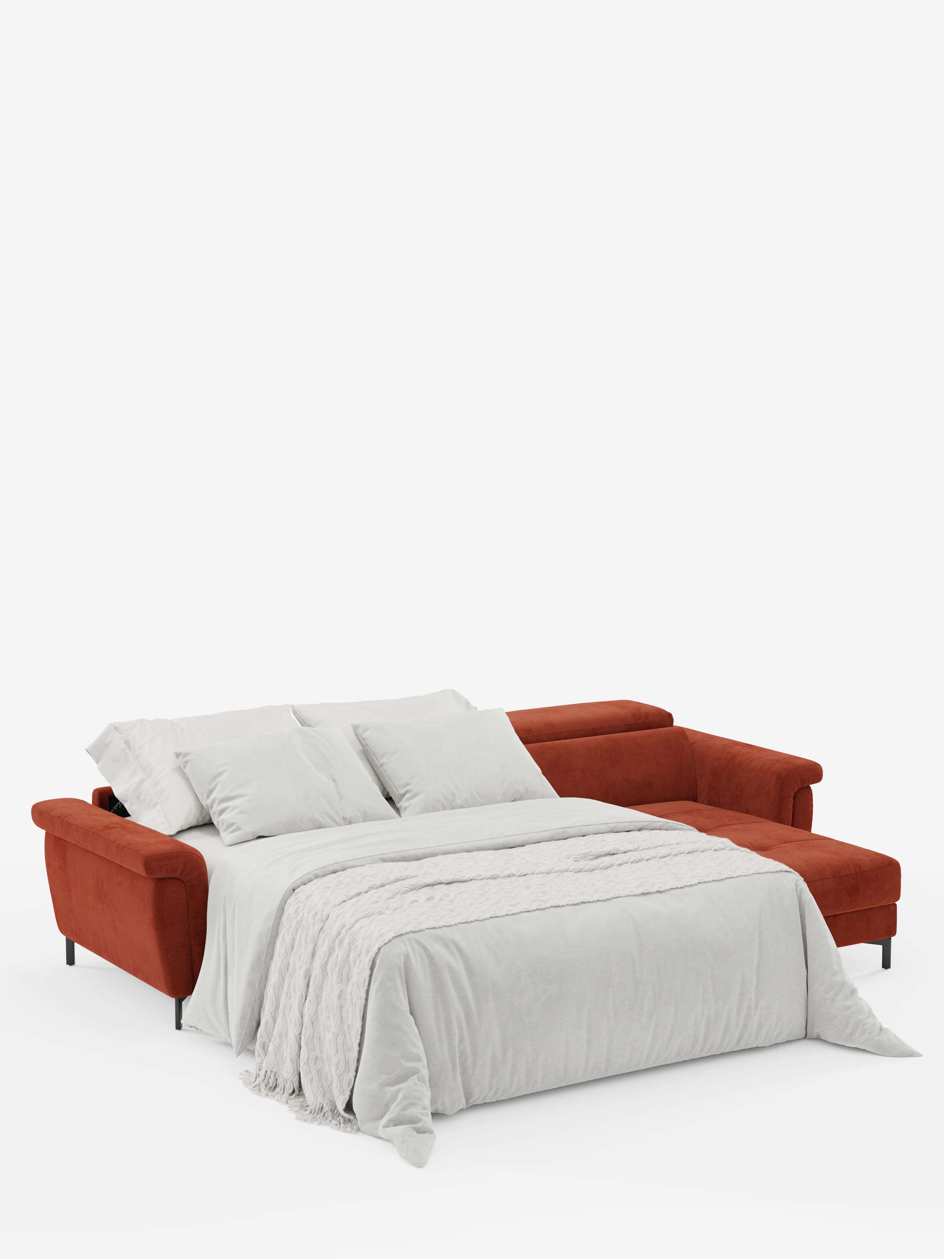 Capri Divano letto angolare con penisola contenitore e poggiatesta reclinabili - elegante tessuto smacchiabile T30