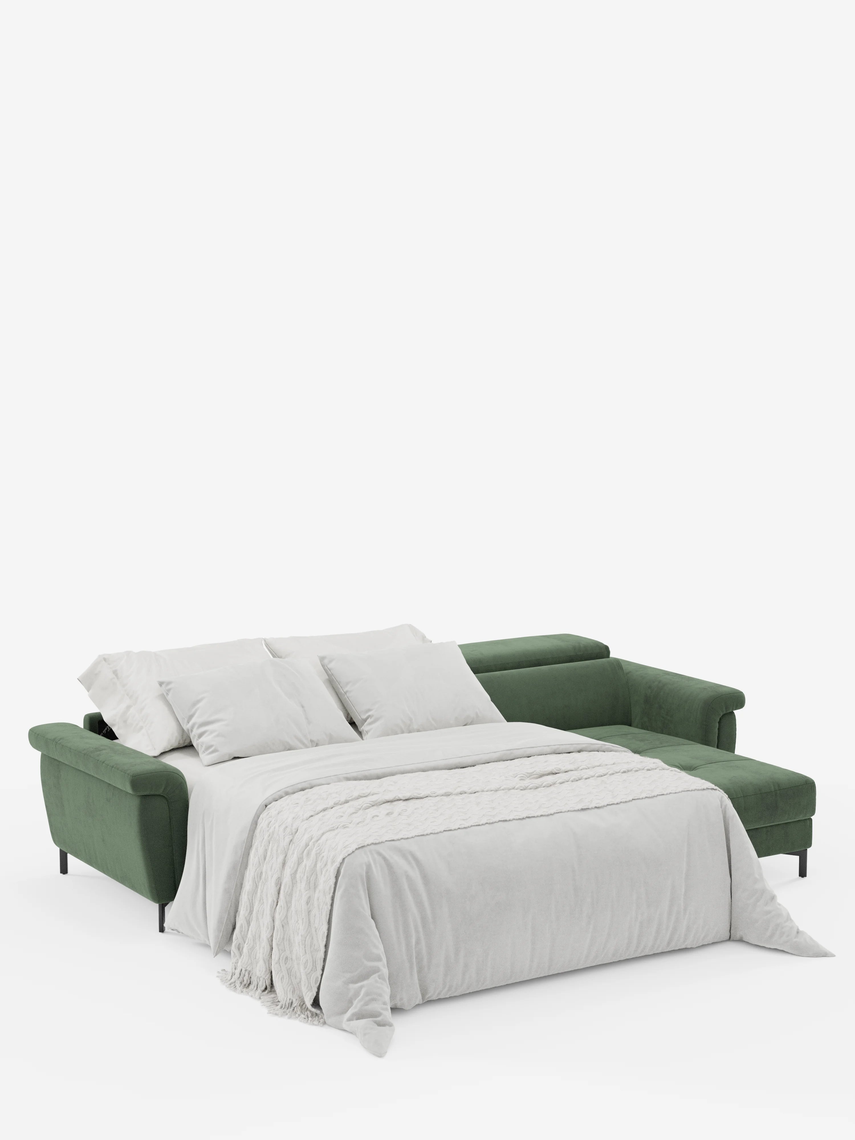 Capri Divano letto angolare con penisola contenitore e poggiatesta reclinabili - elegante tessuto smacchiabile T30