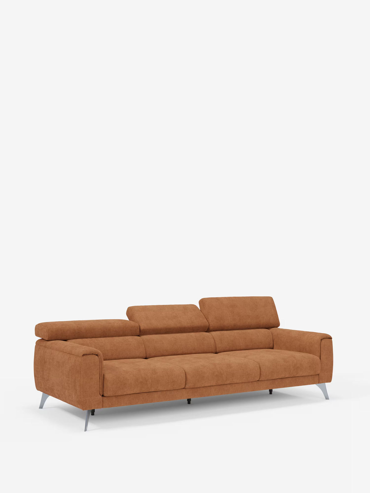 Vi presentiamo il divano a 4 posti Caravaggio di Divani.Store: un divano contemporaneo in tessuto marrone dotato di tre sedute scorrevoli, ampi braccioli e poggiatesta completamente reclinabili. Realizzato con rivestimento T31 resistente alle macchie, questo moderno divano a quattro posti poggia su eleganti gambe in metallo argentato ed è presentato su uno sfondo bianco a tinta unita, che ne esalta il design minimalista e l’eccezionale comfort.