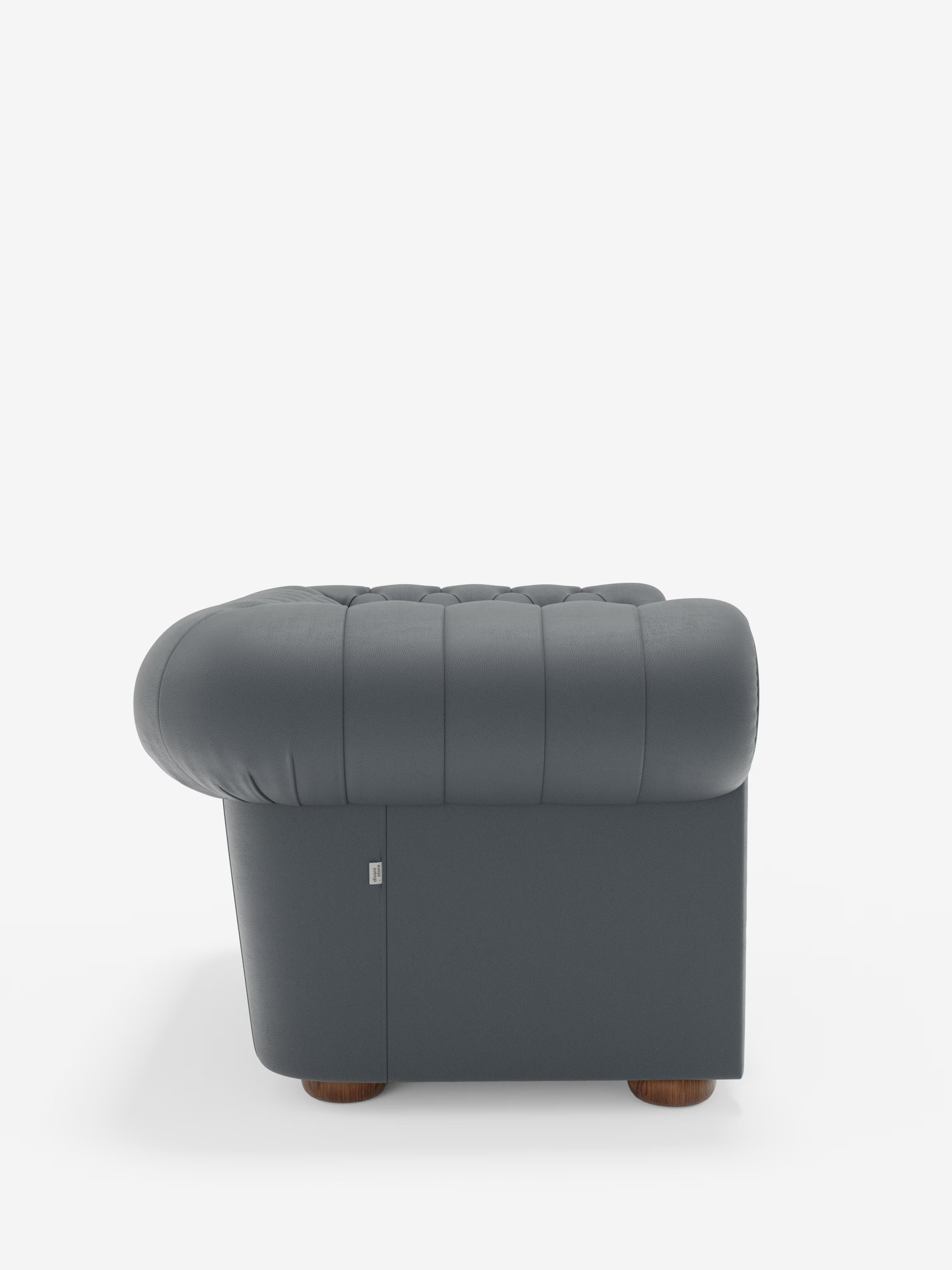 Chester sillón en piel auténtica de grosor con capitoné artesanal