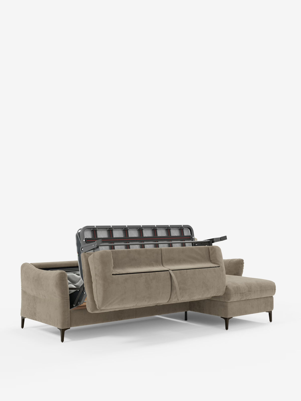 Dalia divano letto con penisola contenitore e materasso alto 18 cm - piedini alti e tessuto smacchiabile T30