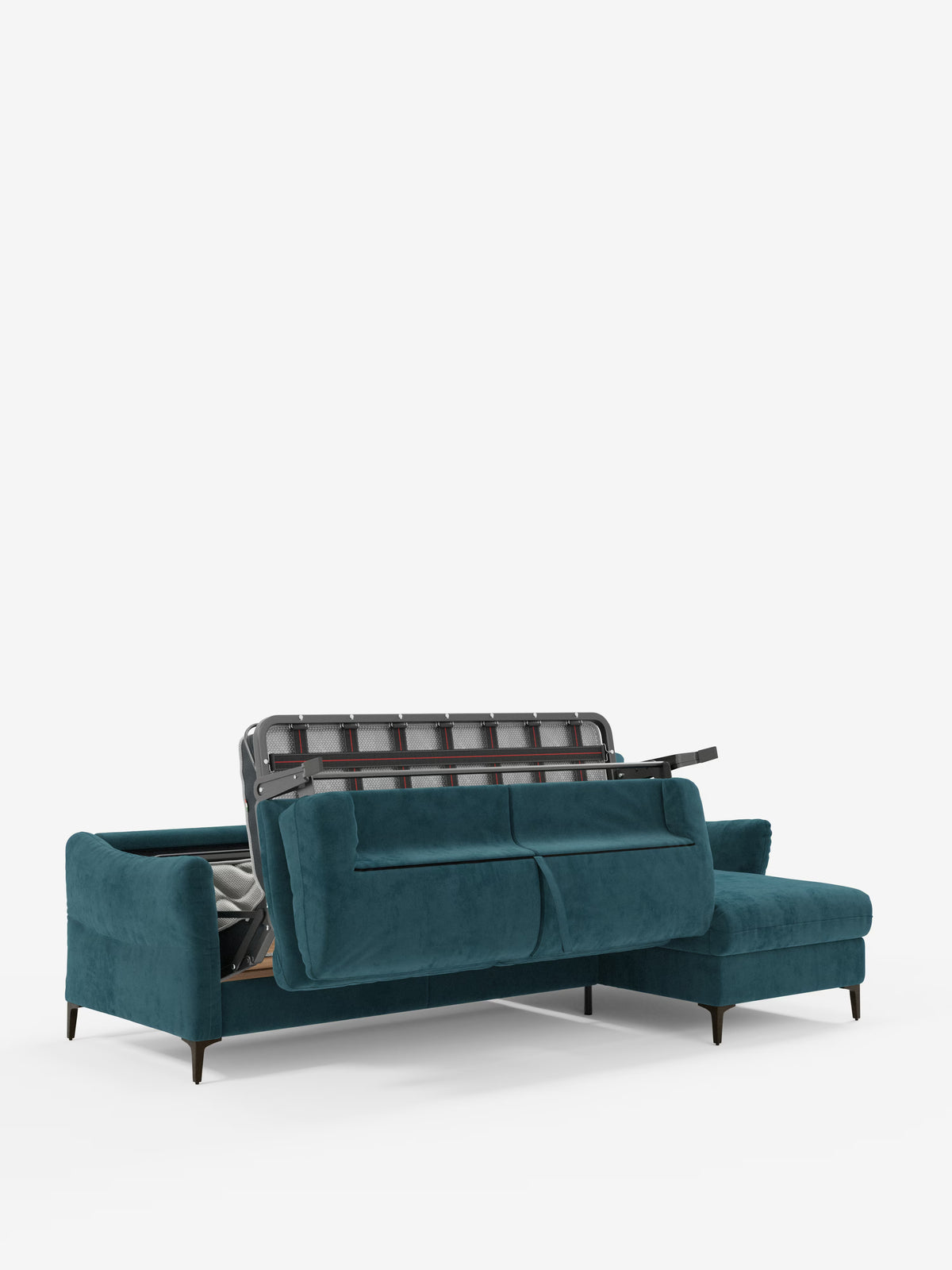Dalia divano letto con penisola contenitore e materasso alto 18 cm - piedini alti e tessuto smacchiabile T30