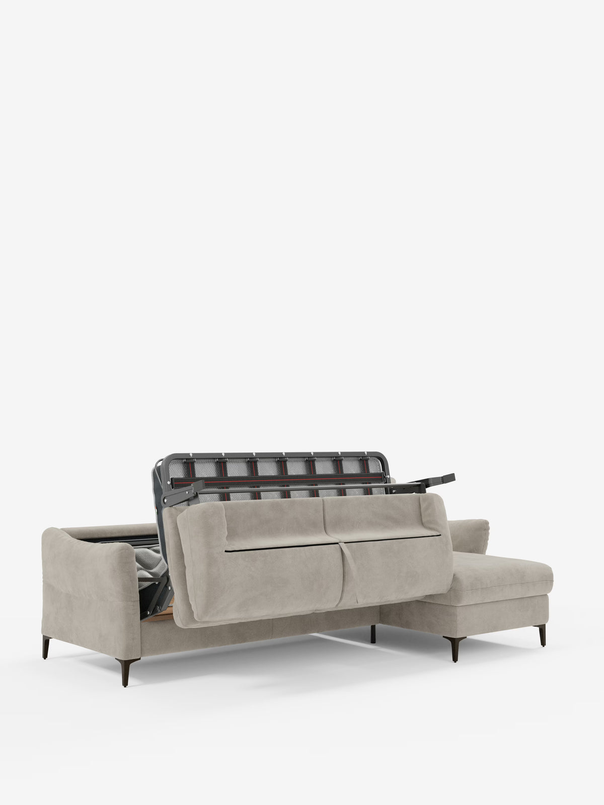 Dalia divano letto con penisola contenitore e materasso alto 18 cm - piedini alti e tessuto smacchiabile T30