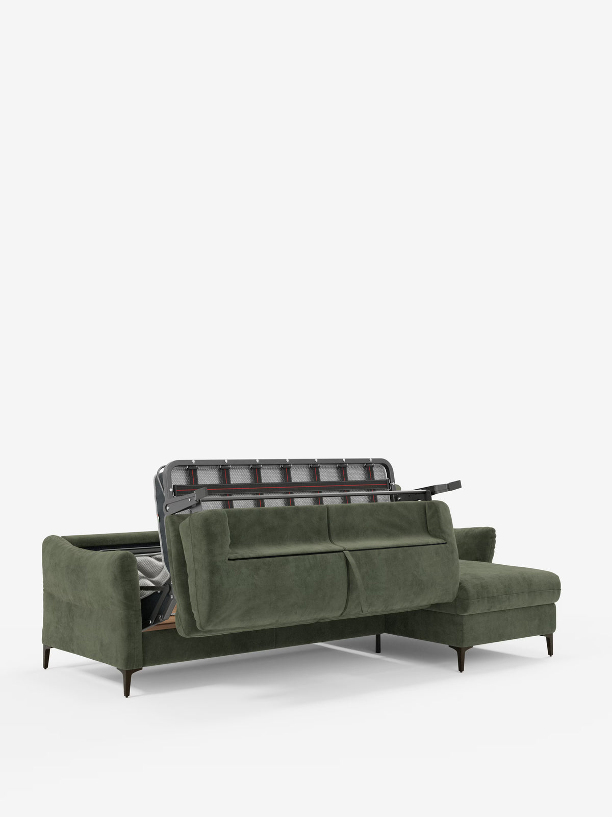 Dalia divano letto con penisola contenitore e materasso alto 18 cm - piedini alti e tessuto smacchiabile T30