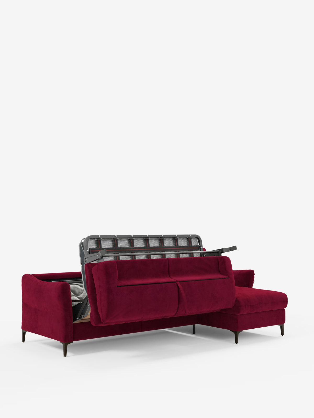 Dalia divano letto con penisola contenitore e materasso alto 18 cm - piedini alti e tessuto smacchiabile T30