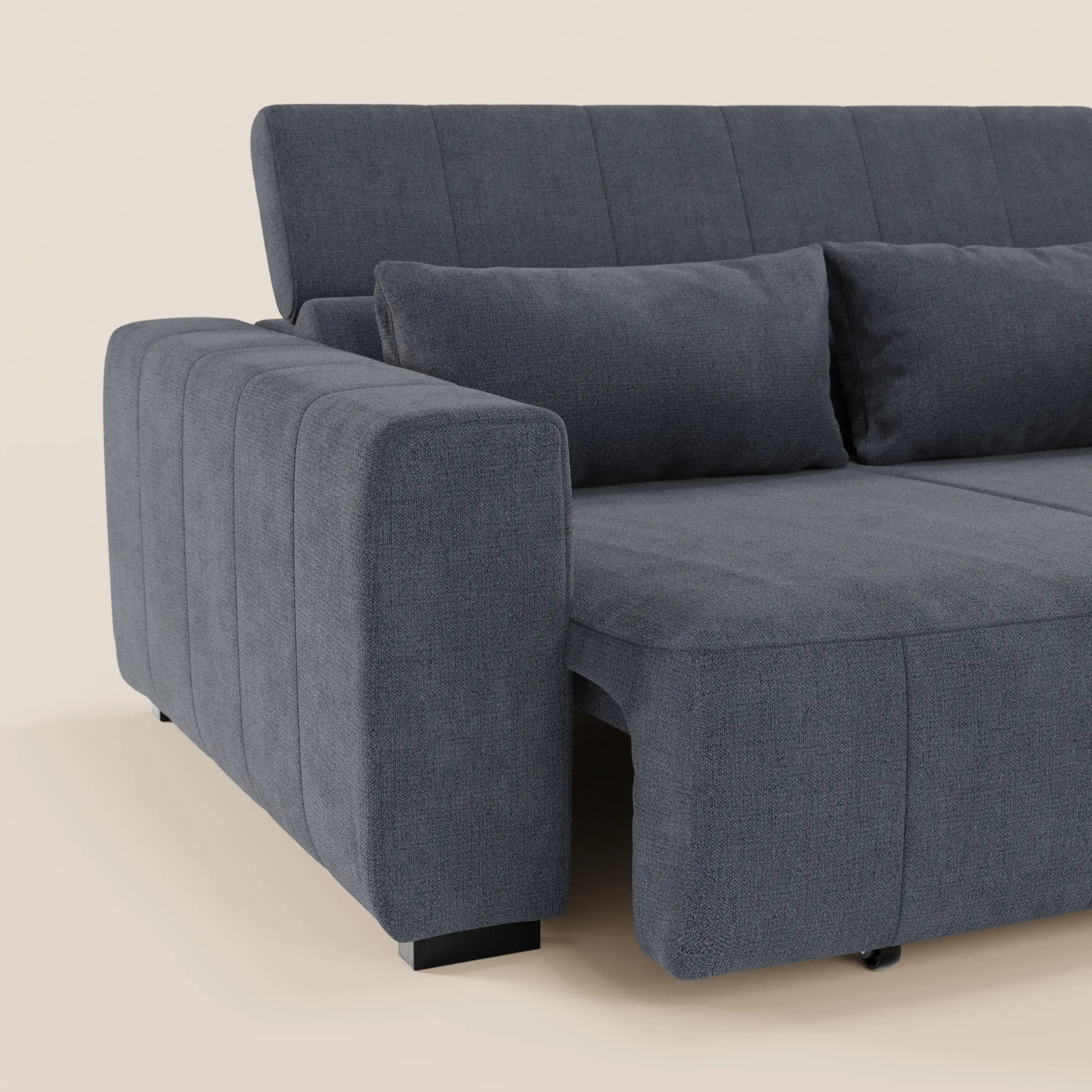 Doric Divano angolare con penisola e sedute allungabili con relax elettrico - poggiatesta reclinabili in tessuto smacchiabile T23 - divani.store
