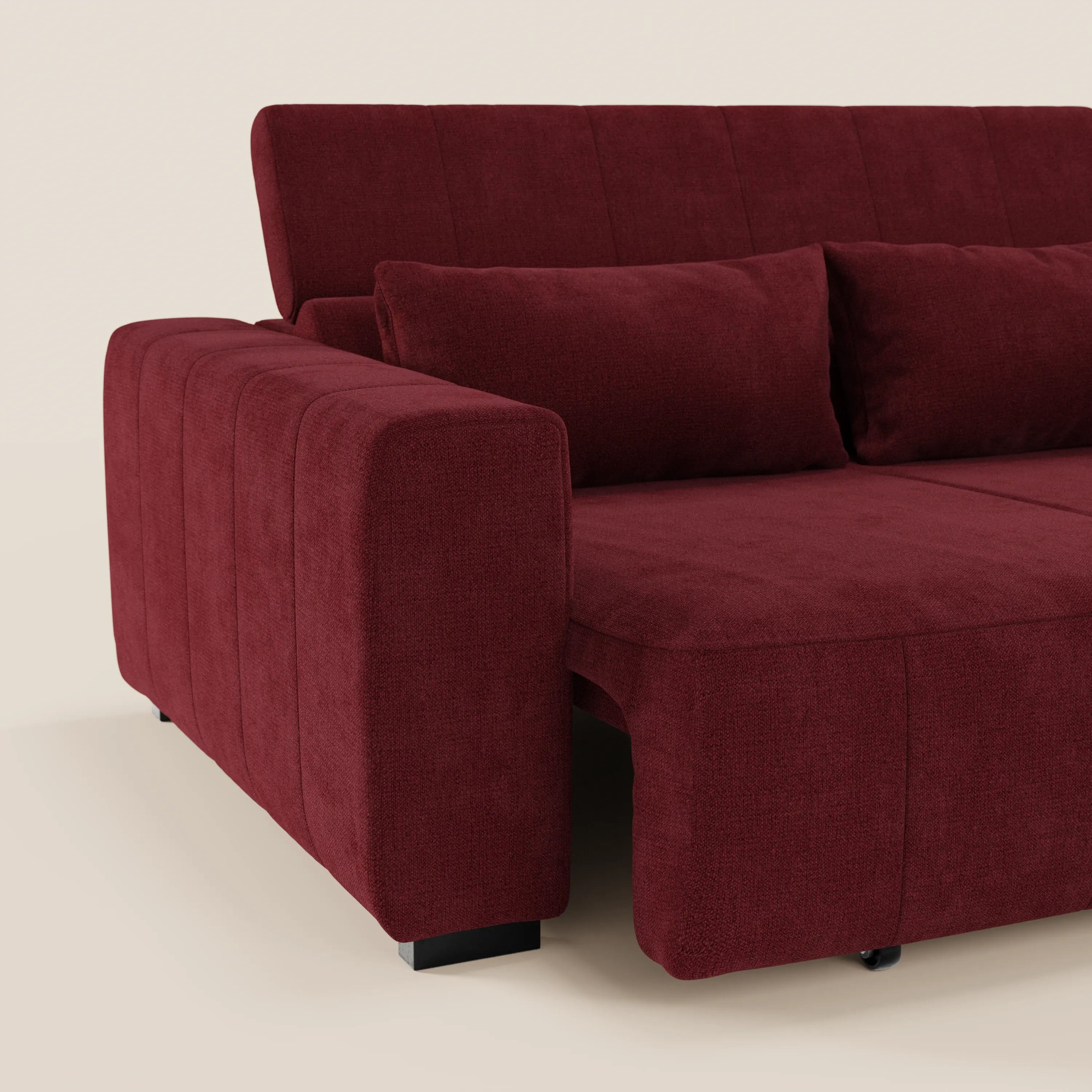 Doric Divano angolare con penisola e sedute allungabili con relax elettrico - poggiatesta reclinabili in tessuto smacchiabile T23 - divani.store