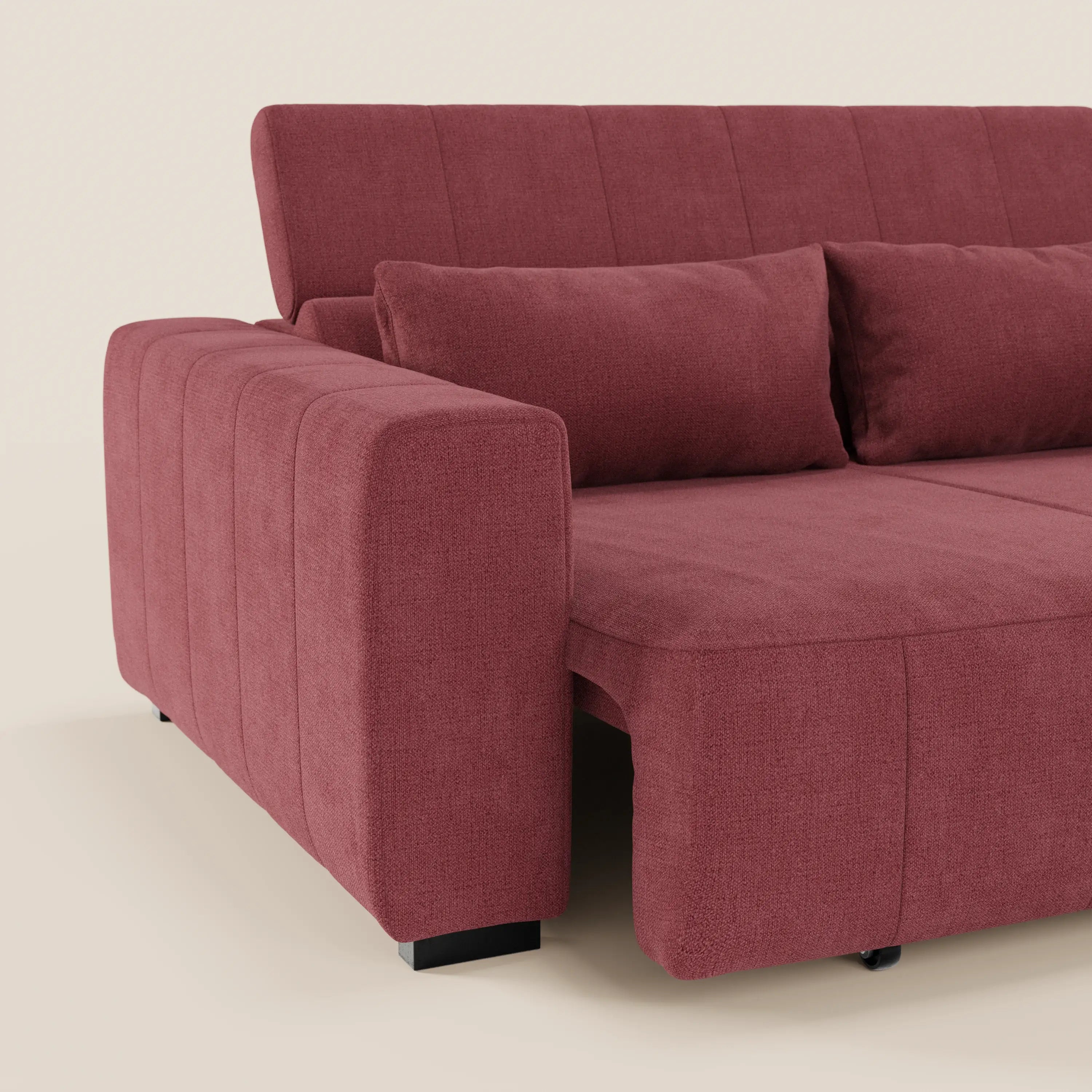 Doric Divano angolare con penisola e sedute allungabili con relax elettrico - poggiatesta reclinabili in tessuto smacchiabile T23 - divani.store