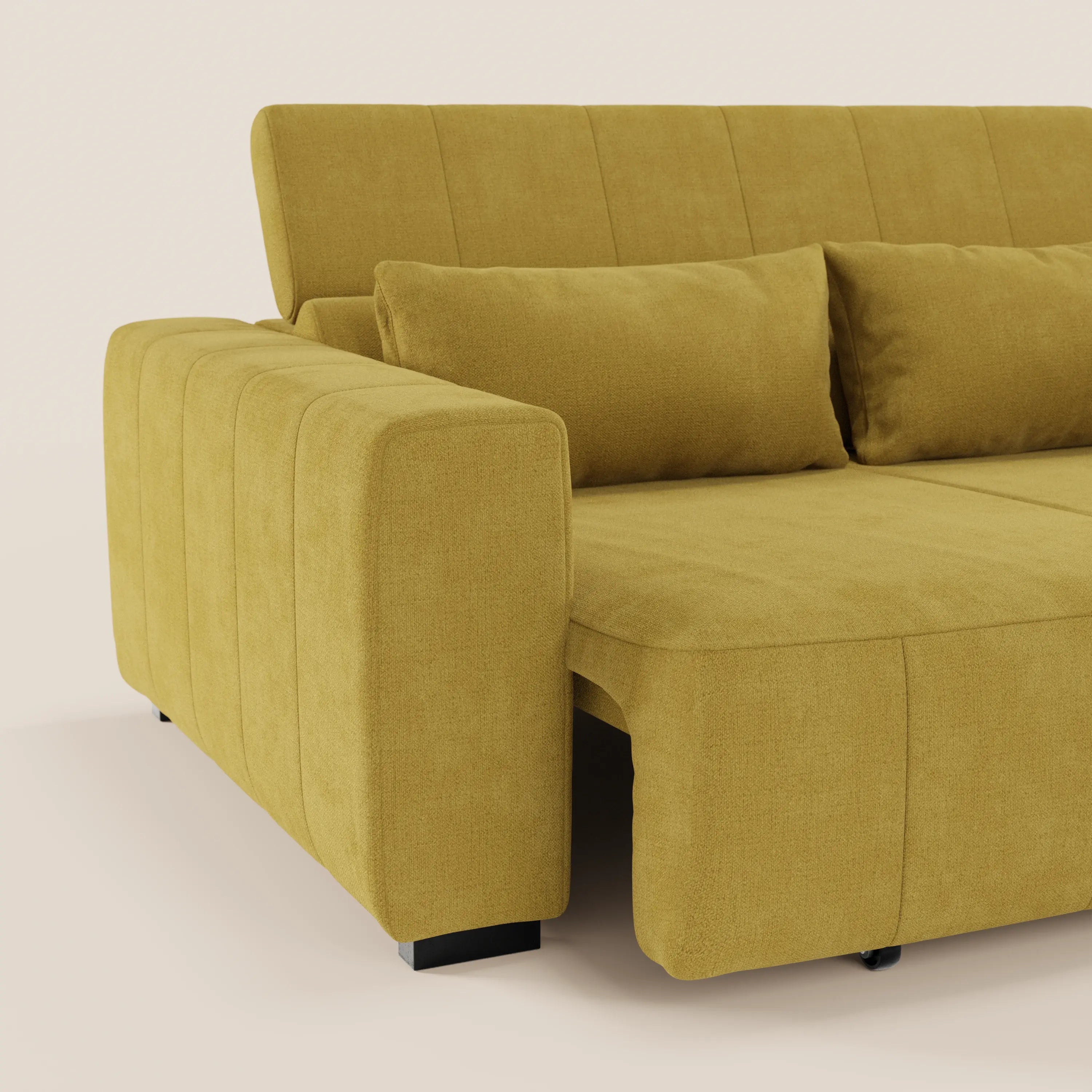 Doric Divano angolare con penisola e sedute allungabili con relax elettrico - poggiatesta reclinabili in tessuto smacchiabile T23 - divani.store