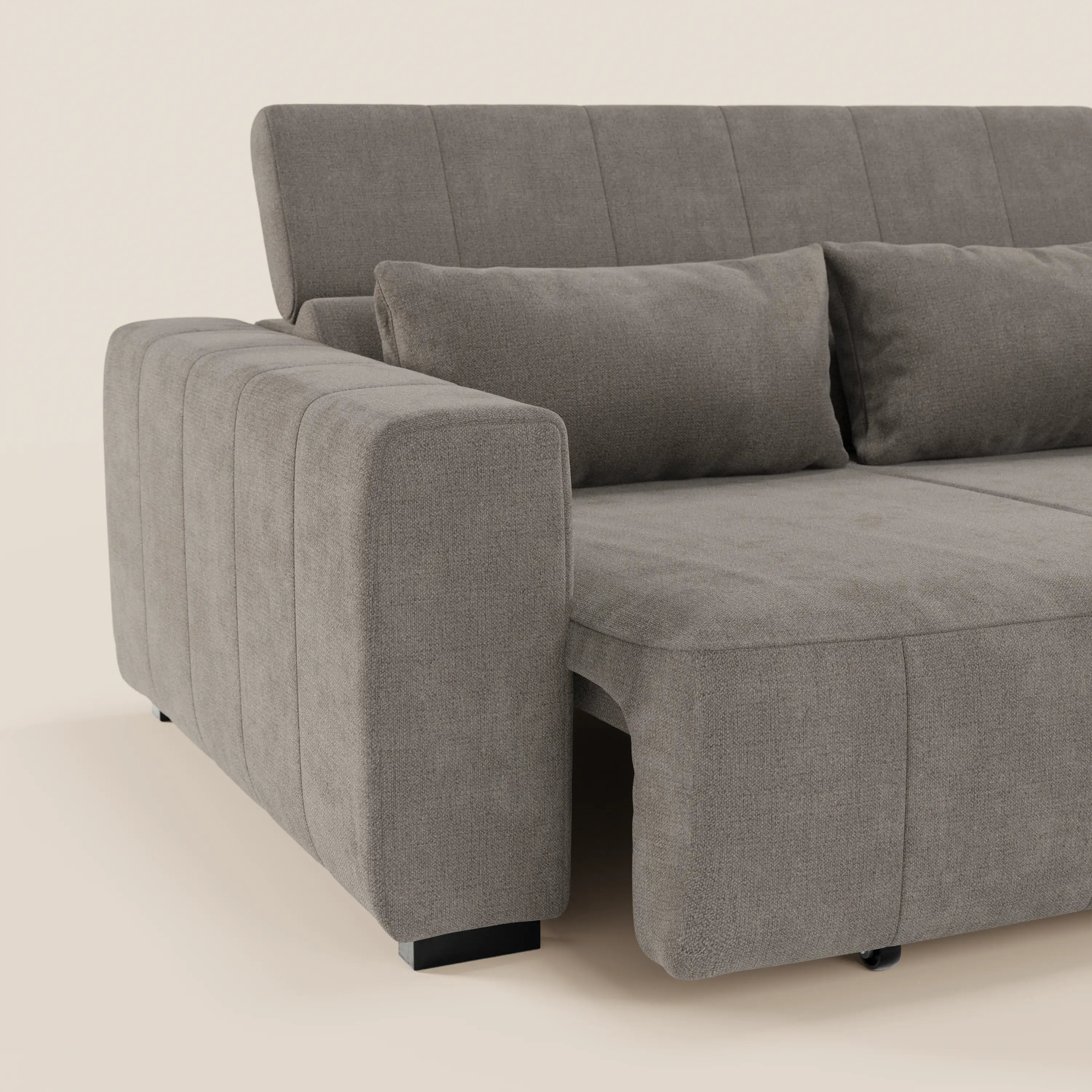 Doric Canapé d’angle avec méridienne et assises extensibles avec relaxation électrique - appuie-têtes inclinables en tissu anti-taches T23