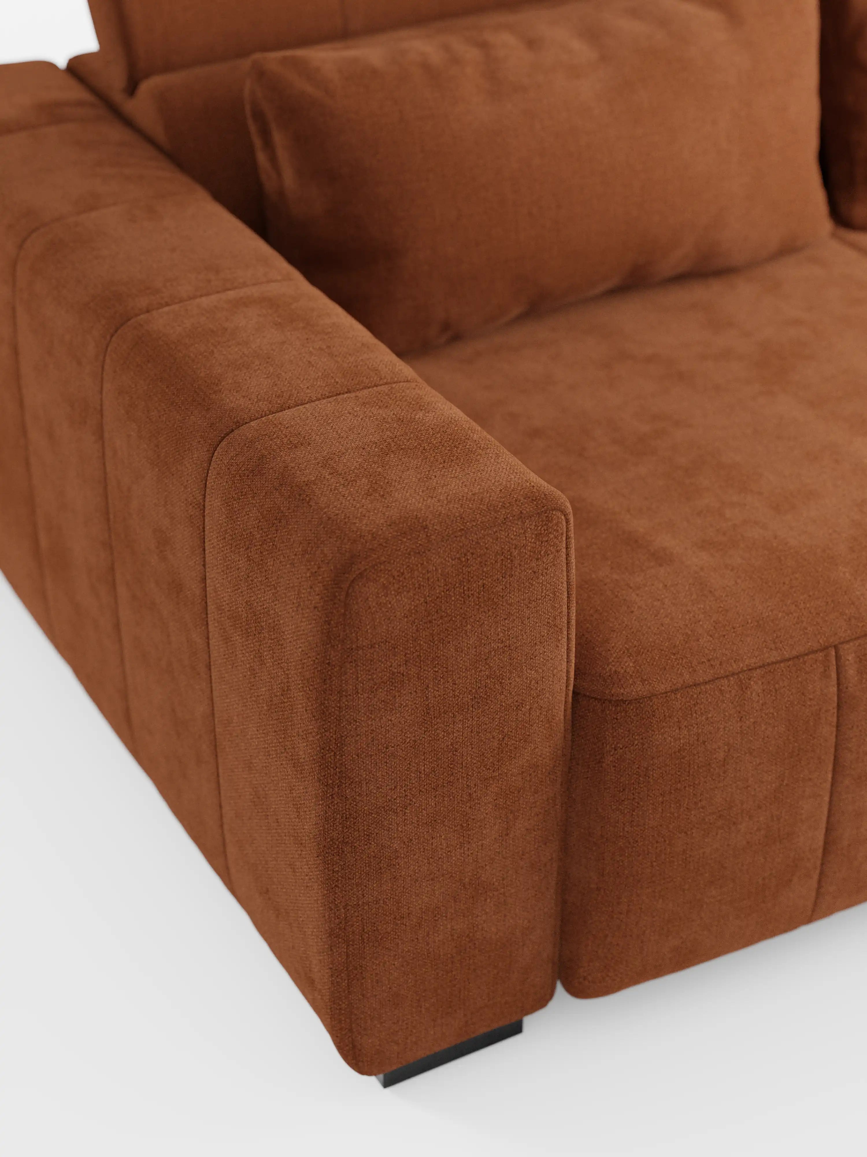 Doric divano 3 posti con sedute allungabili tramite relax elettrico - poggiatesta reclinabile in tessuto smacchiabile T23