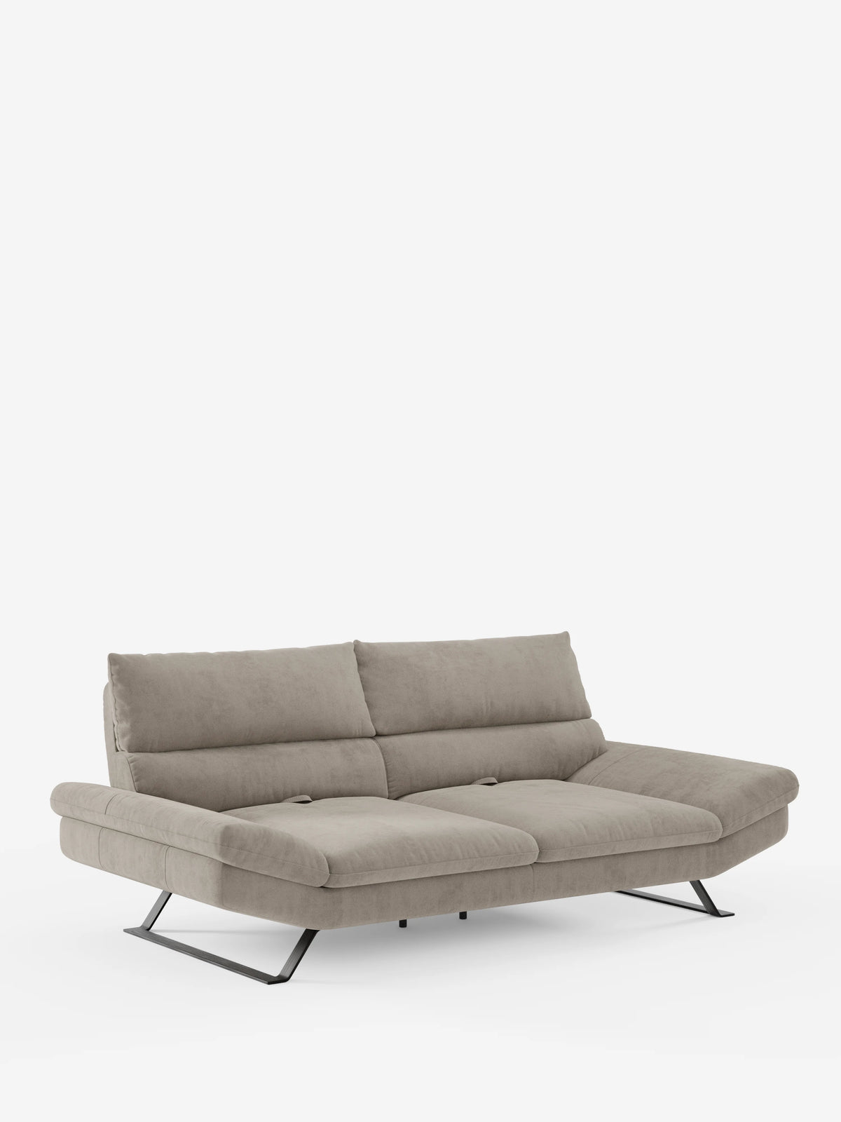 Il divano Eclipse dal design moderno a 2 e 3 posti di Divani.Store, qui presentato nell’elegante microfibra T11 resistente alle macchie, è dotato di due cuscini dello schienale con schienali traslanti per un comfort ideale. Gli ampi braccioli e le gambe in metallo nero altamente reclinabili completano la sua silhouette minimalista, mentre il morbido rivestimento e i bordi delicatamente arrotondati lo rendono perfetto per gli spazi abitativi contemporanei.
