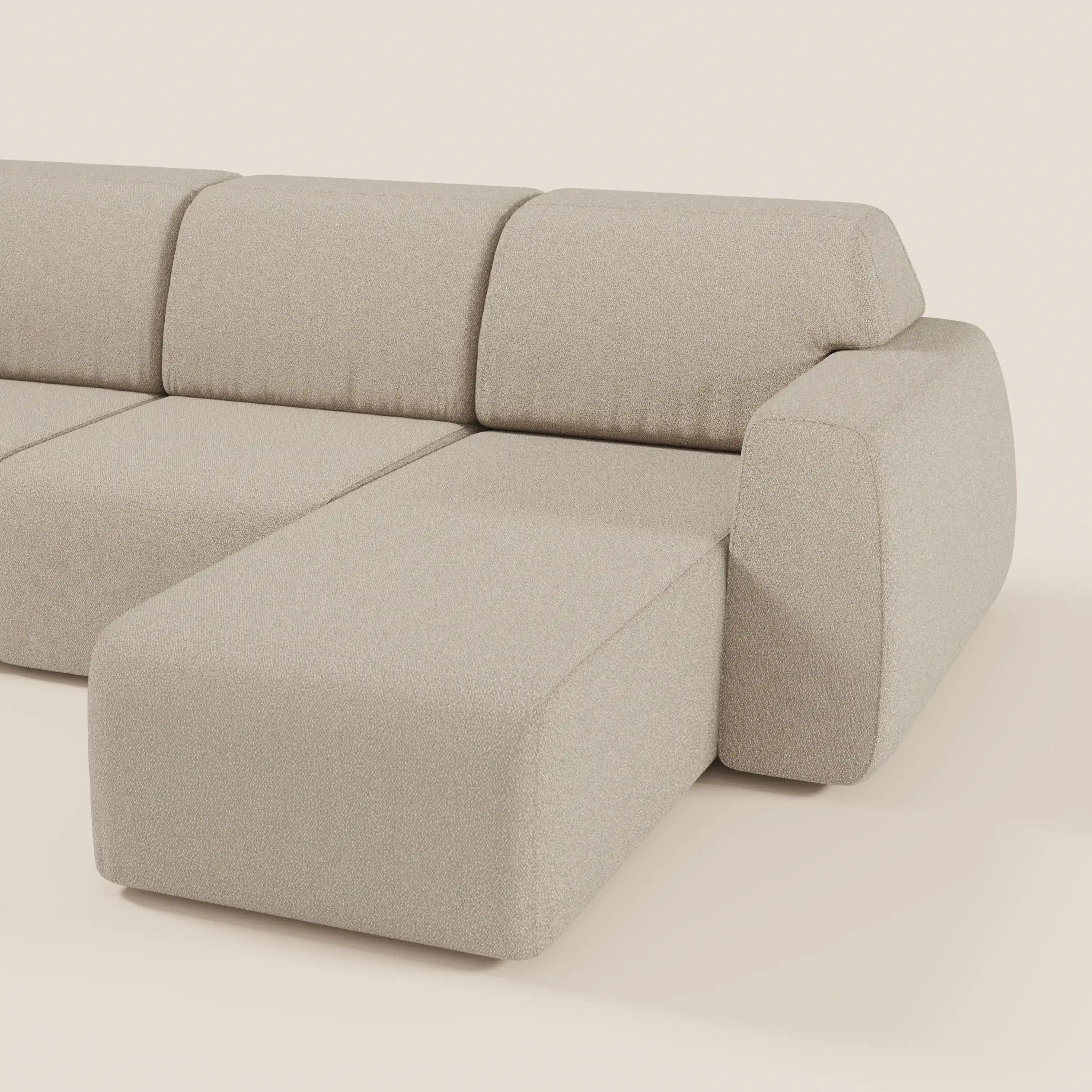 Orbit Divano angolare con penisola reversibile e tutte le sedute allungabili in tessuto smacchiabile effetto cotone T33 - divani.store