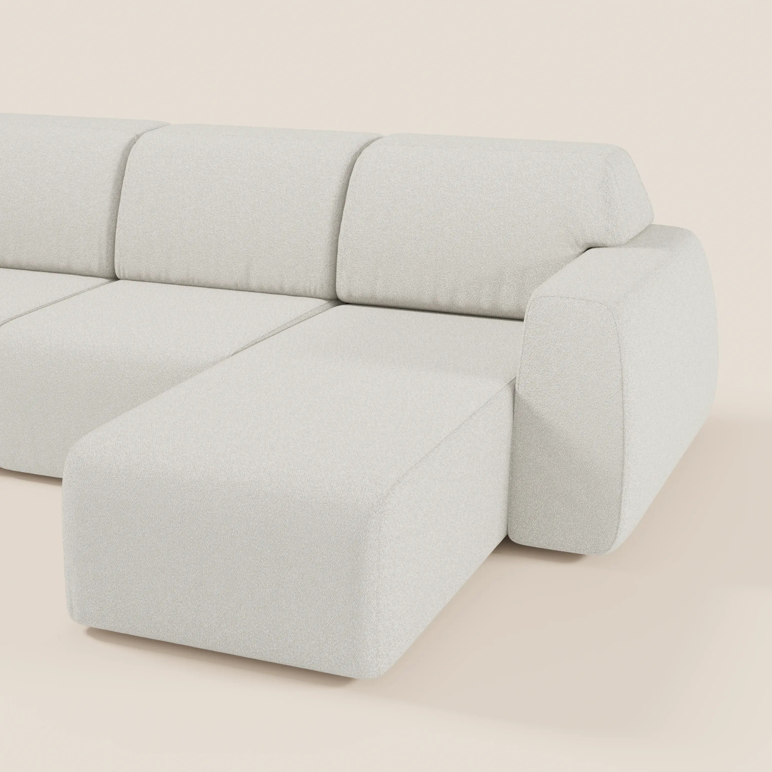 Orbit Divano angolare con penisola reversibile e tutte le sedute allungabili in tessuto smacchiabile effetto cotone T33 - divani.store