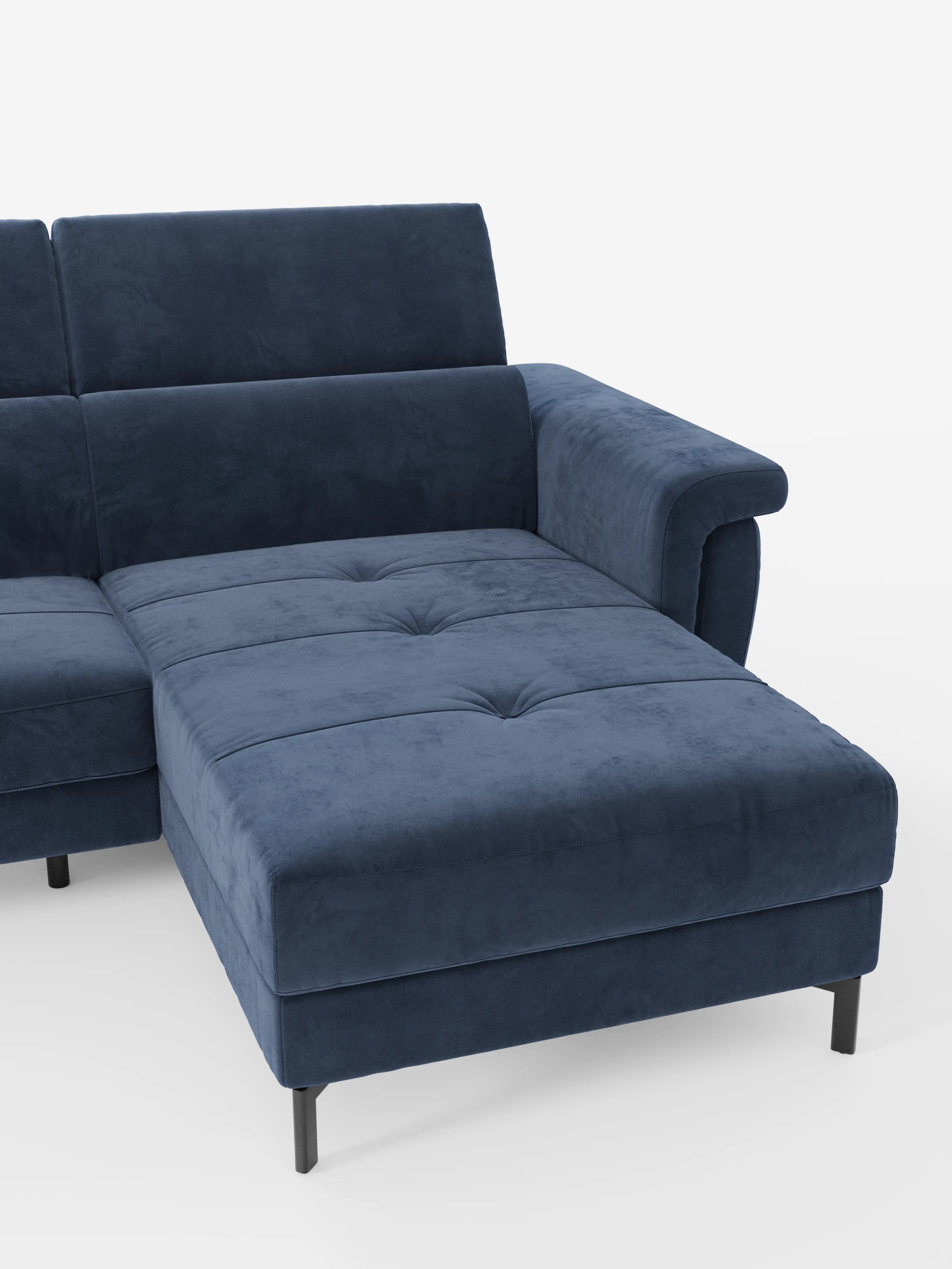 Capri Divano letto angolare con penisola contenitore e poggiatesta reclinabili - elegante tessuto smacchiabile T30