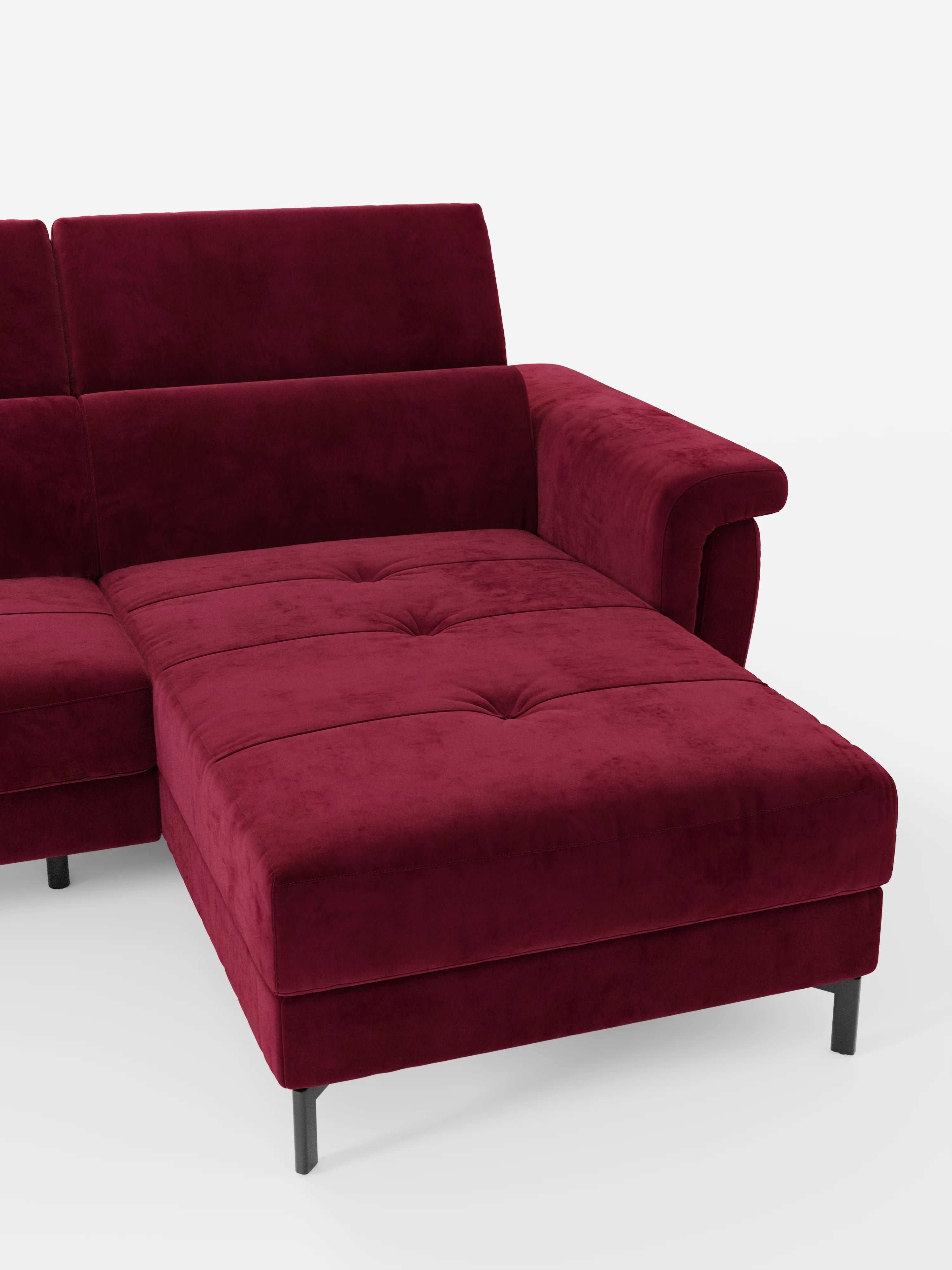 Capri Divano letto angolare con penisola contenitore e poggiatesta reclinabili - elegante tessuto smacchiabile T30