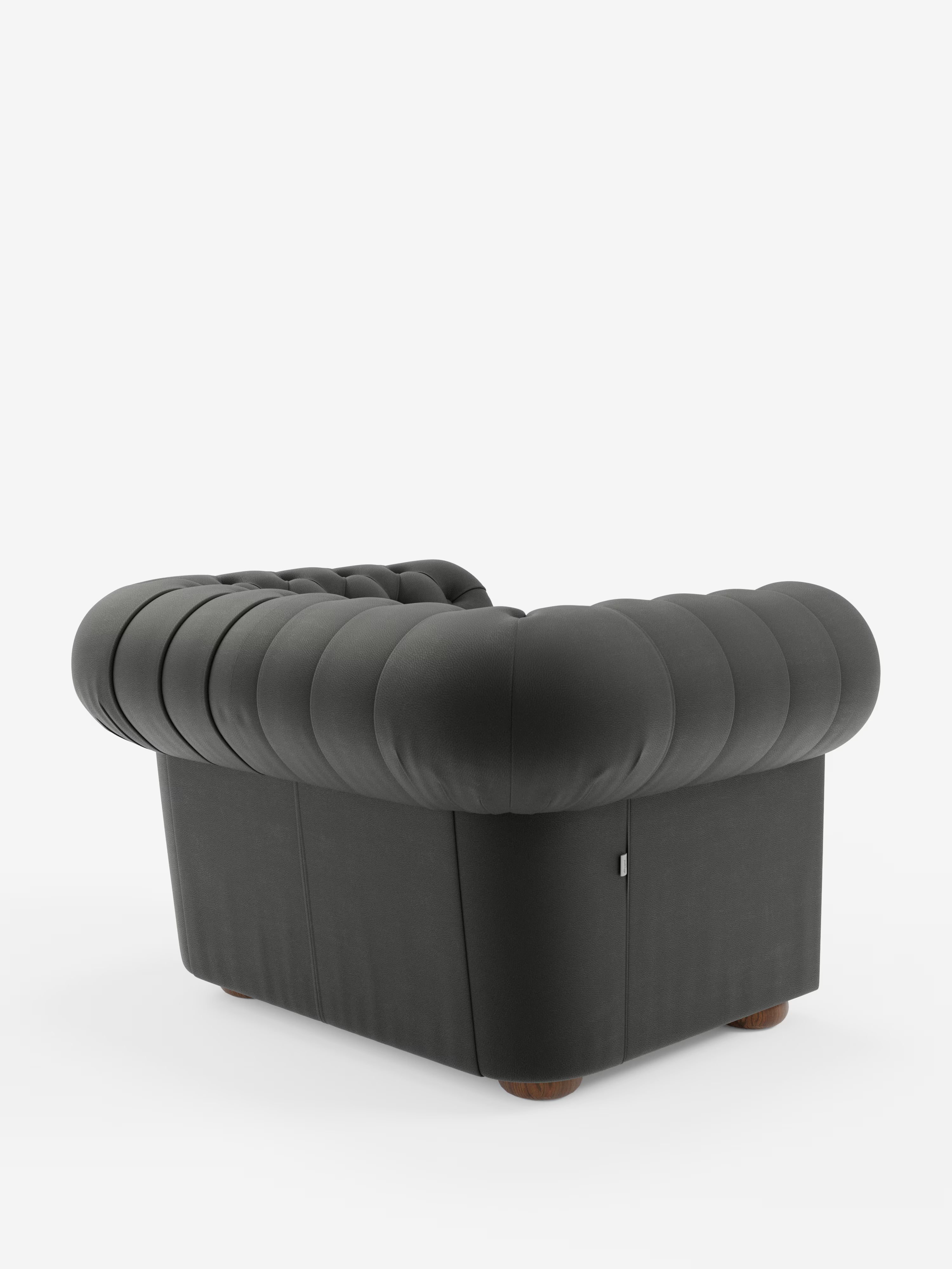 Chester sillón en piel auténtica de grosor con capitoné artesanal