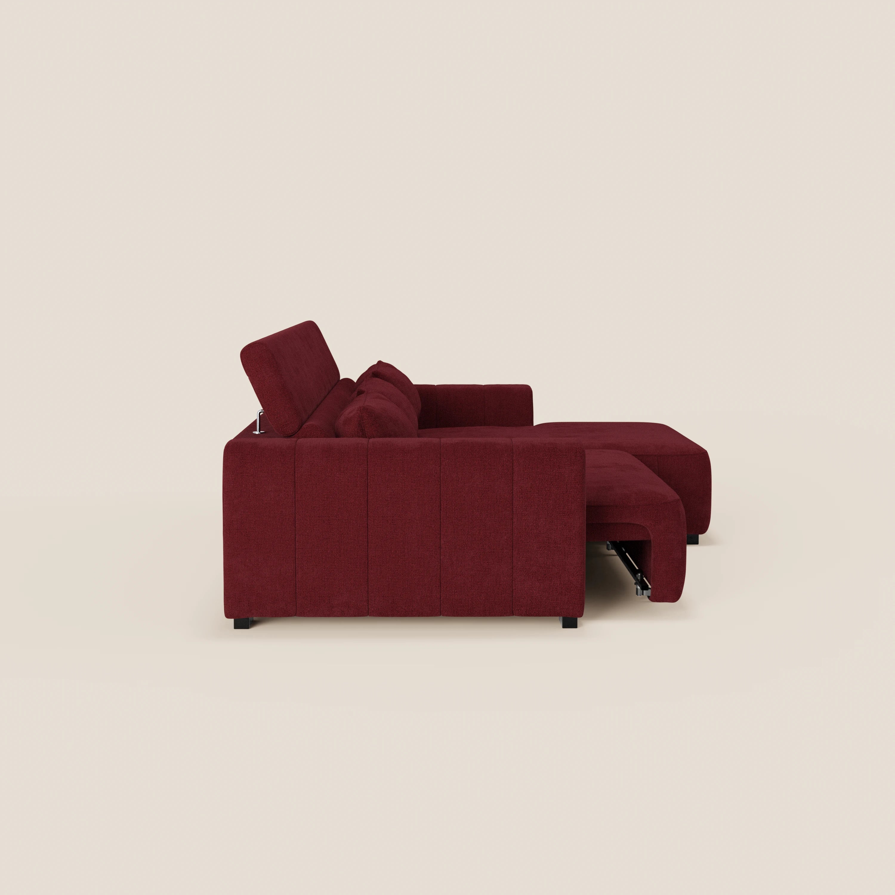 Doric Divano angolare con penisola e sedute allungabili con relax elettrico - poggiatesta reclinabili in tessuto smacchiabile T23 - divani.store