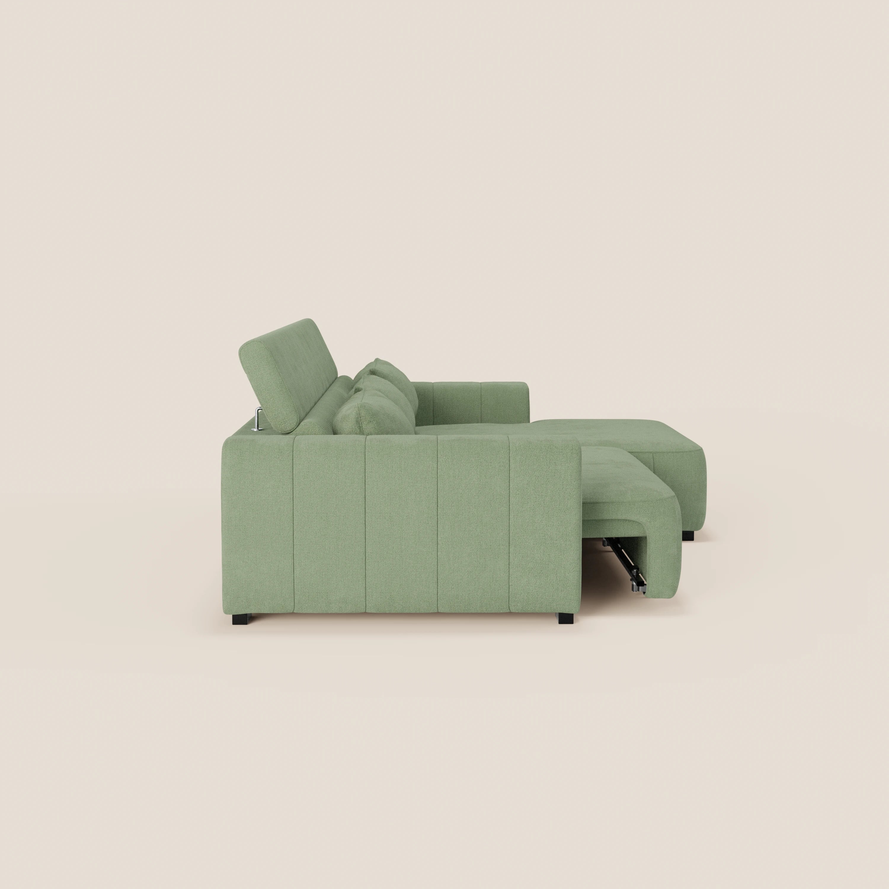 Doric Divano angolare con penisola e sedute allungabili con relax elettrico - poggiatesta reclinabili in tessuto smacchiabile T23 - divani.store