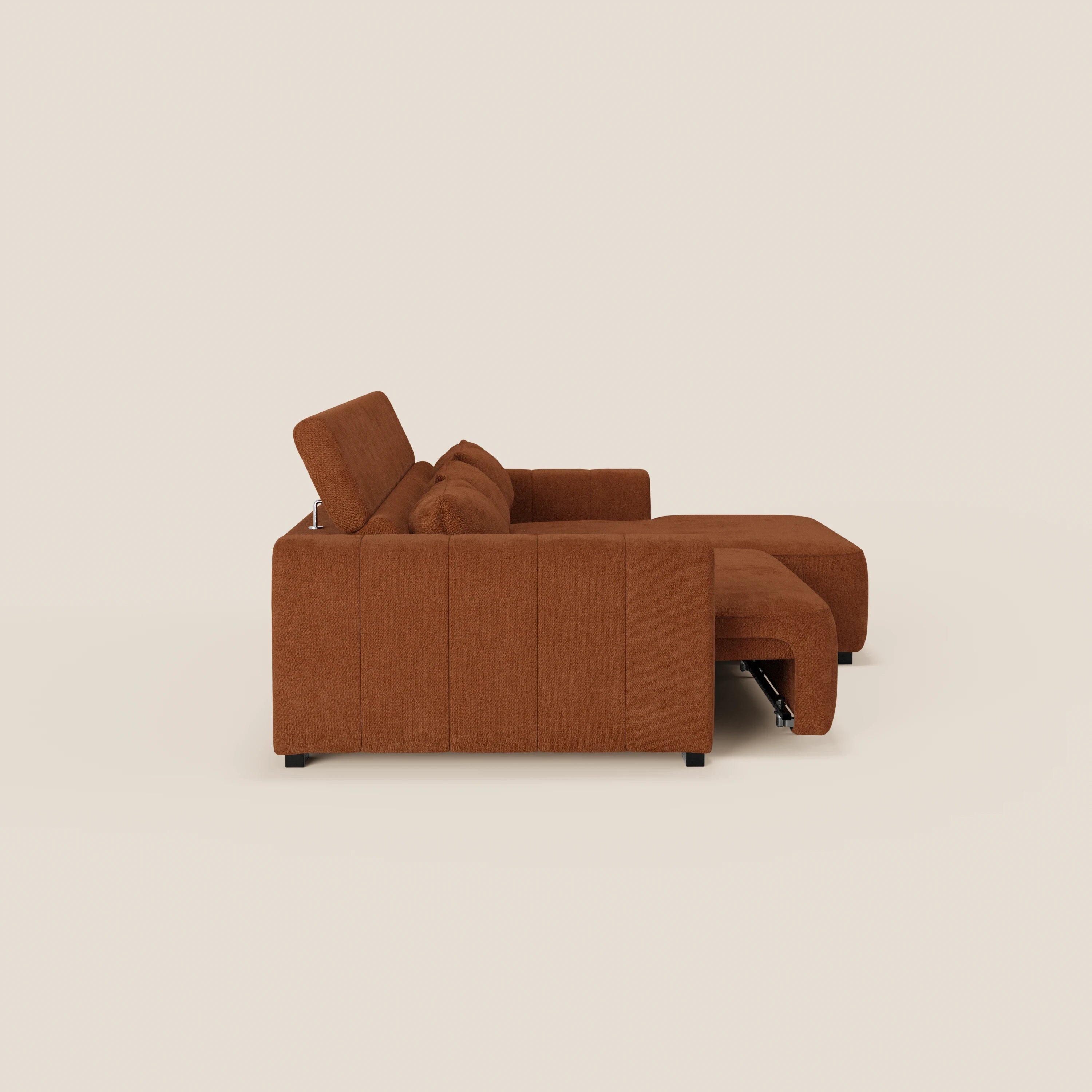 Doric Canapé d’angle avec méridienne et assises extensibles avec relaxation électrique - appuie-têtes inclinables en tissu anti-taches T23