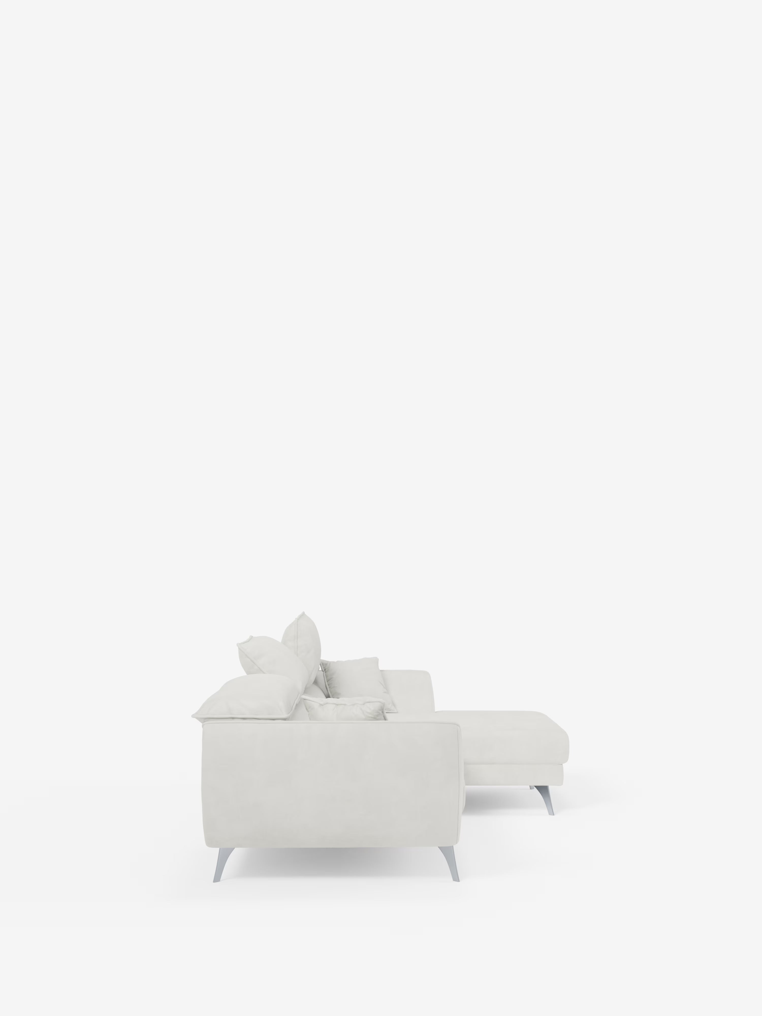 Michelangelo corner sofa with chaise longue and extendable seats - reclining headrests in refined stain-resistant velvet-effect fabric T30