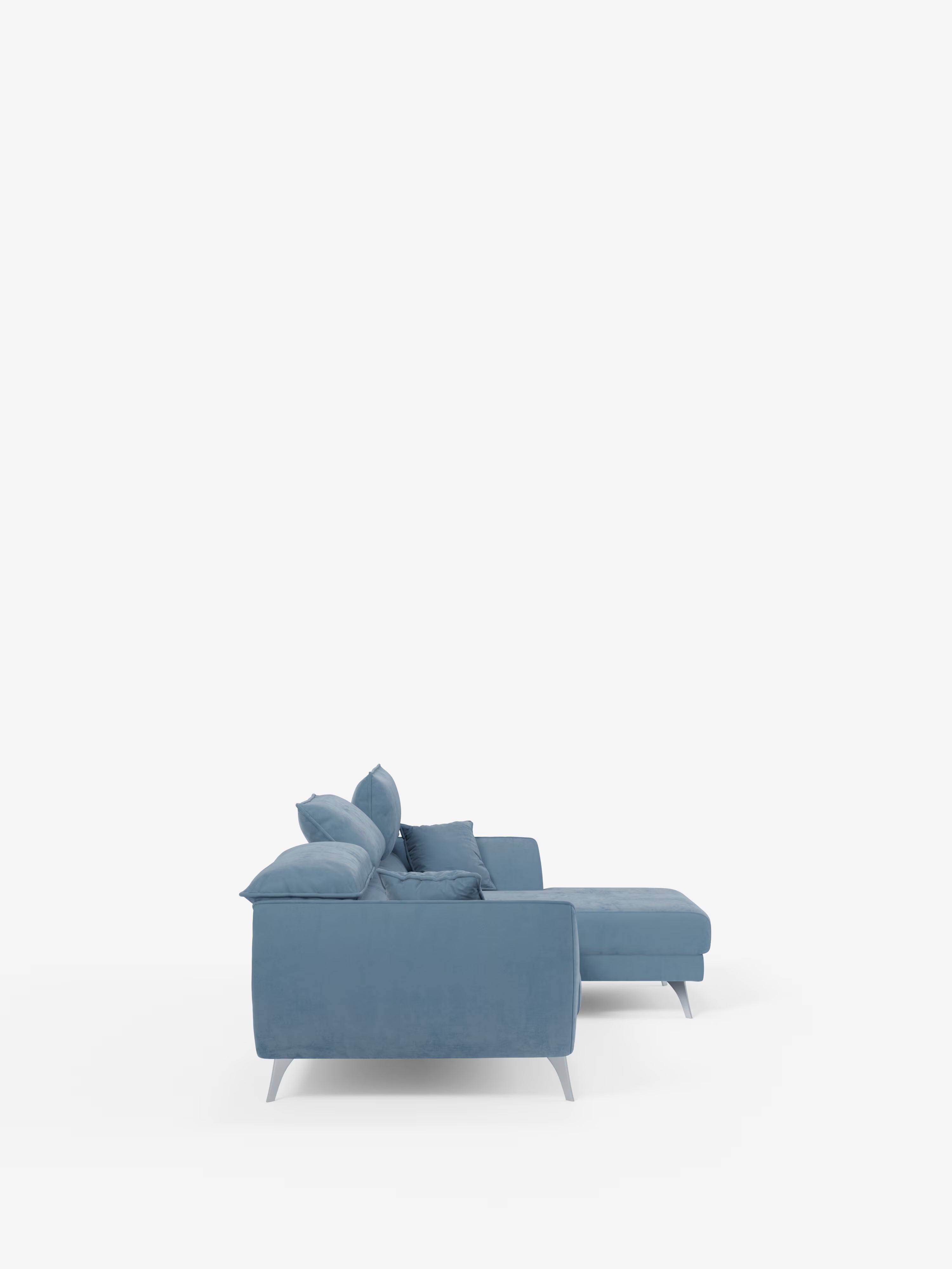 Michelangelo corner sofa with chaise longue and extendable seats - reclining headrests in refined stain-resistant velvet-effect fabric T30