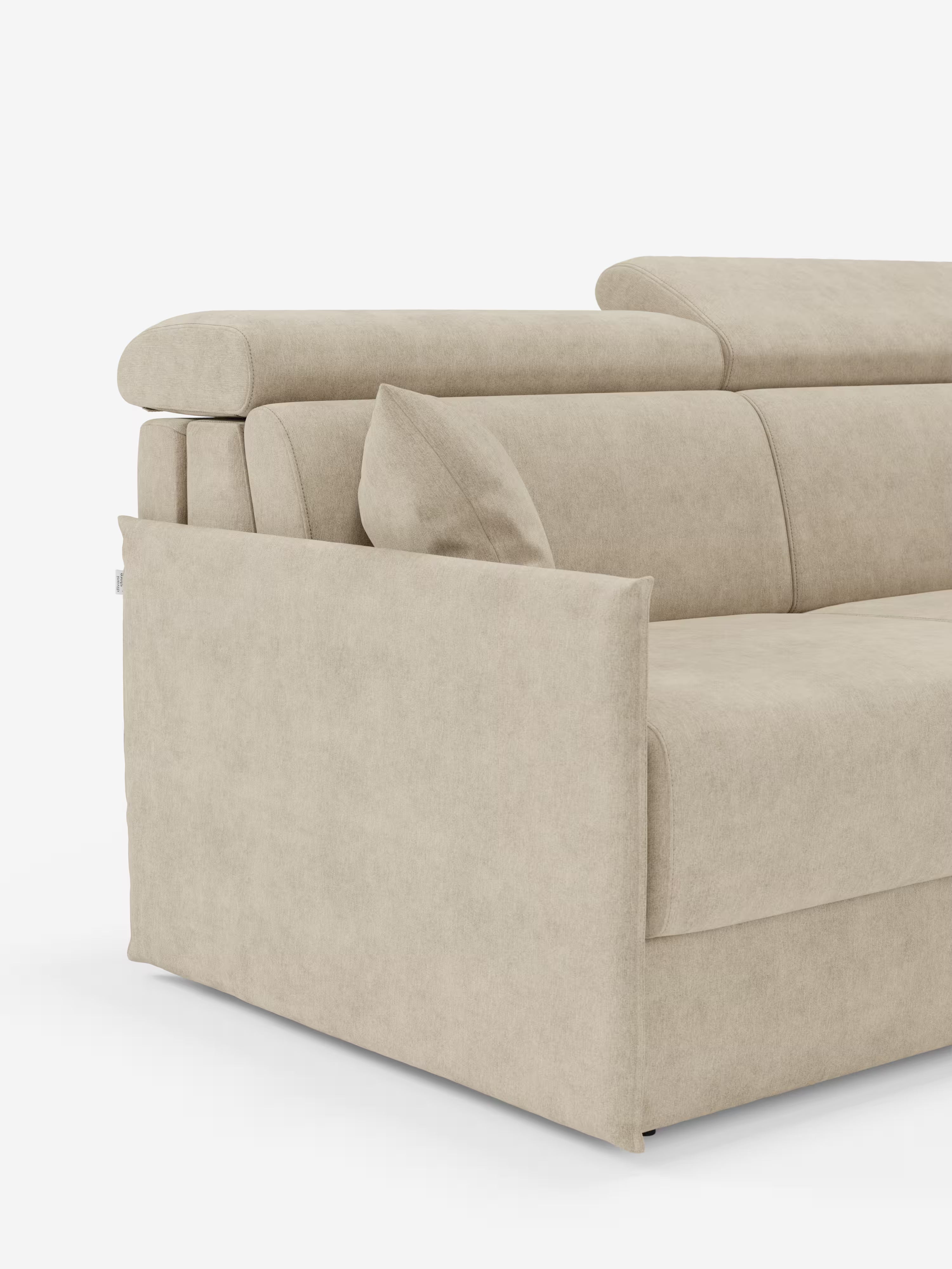 Miryam sofá cama esquinero compacto - reposacabezas reclinables y chaise longue con almacenaje en tejido antimanchas T31
