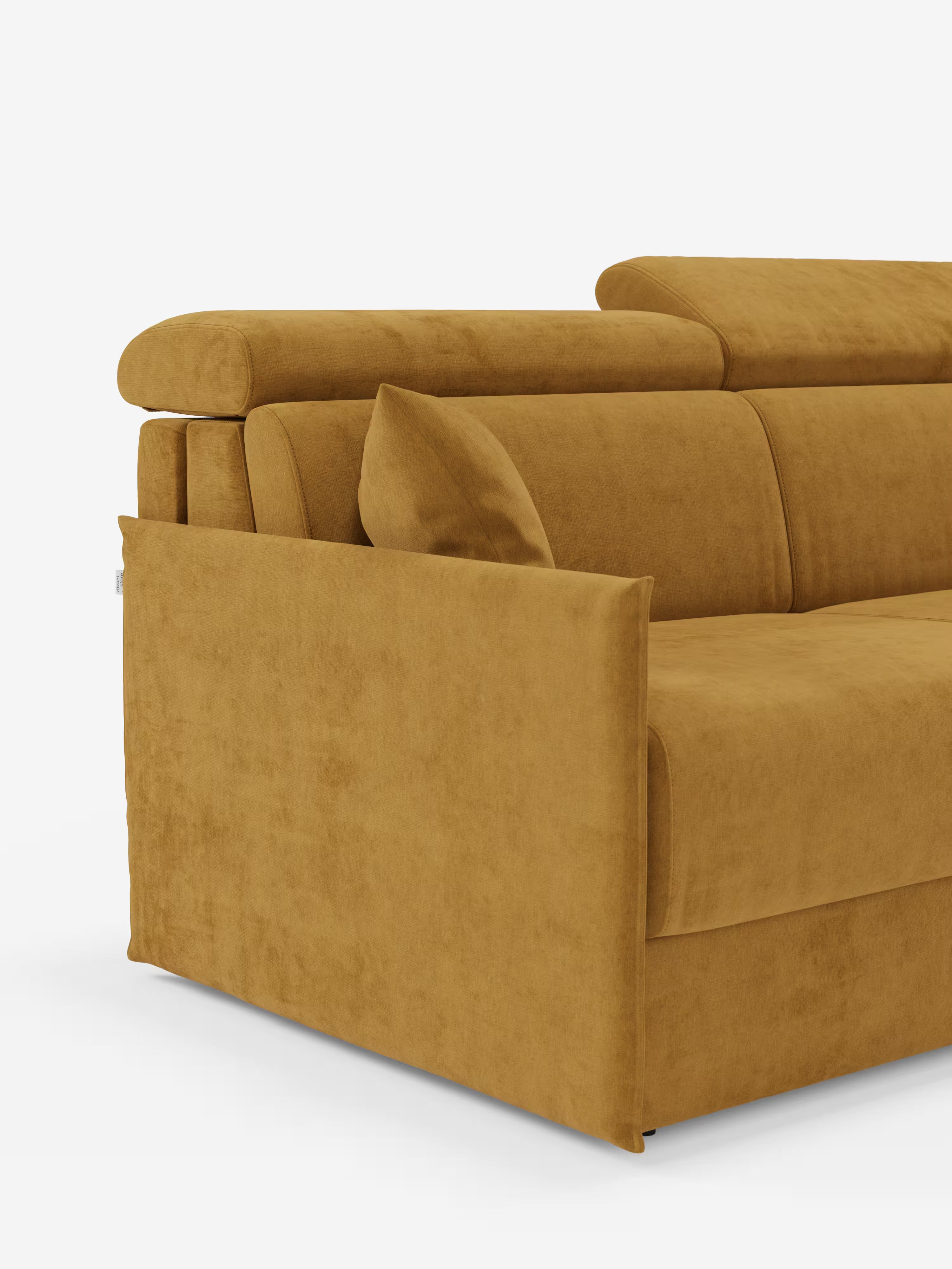 Miryam sofá cama esquinero compacto - reposacabezas reclinables y chaise longue con almacenaje en tejido antimanchas T31