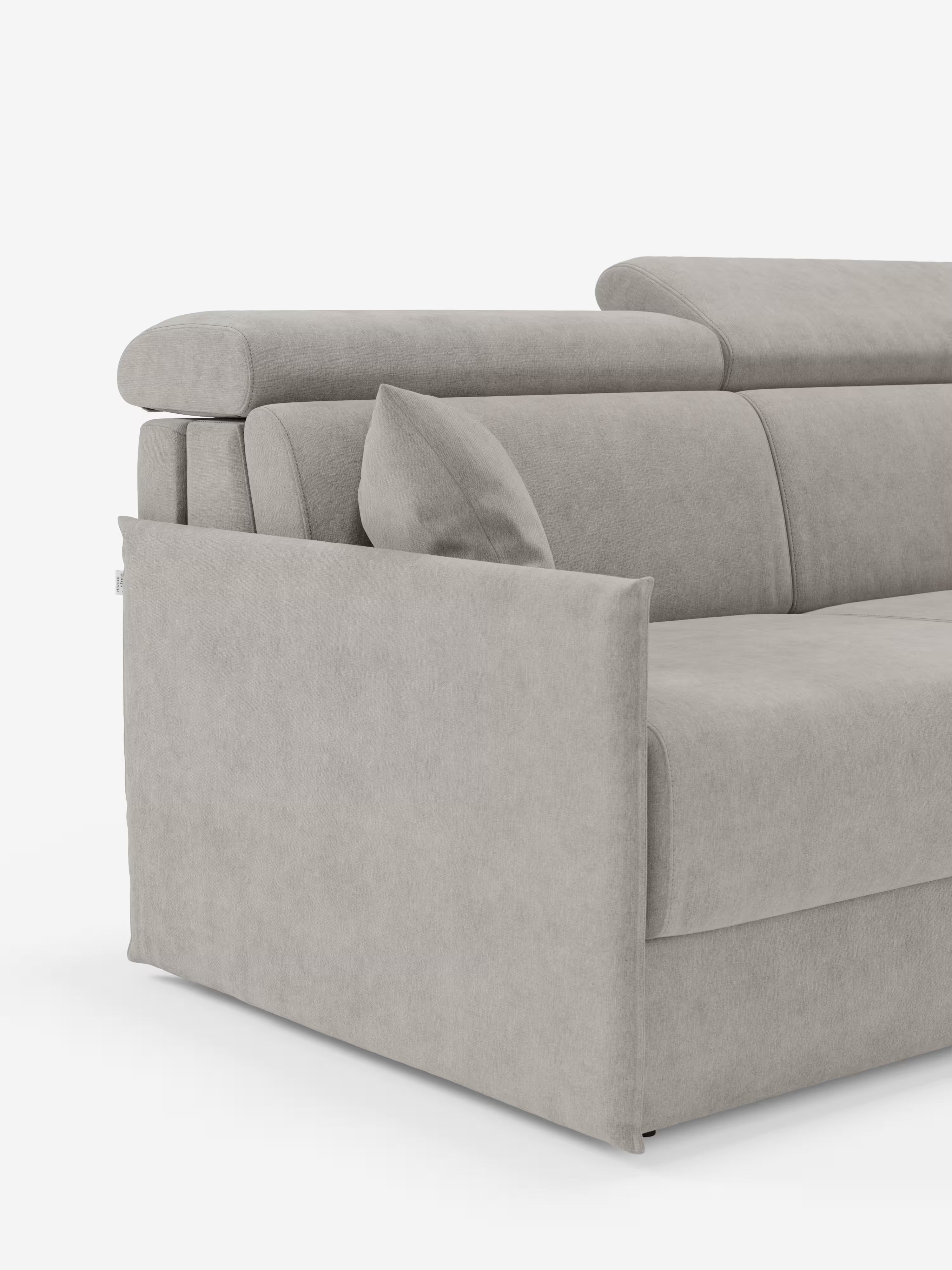 Miryam sofá cama esquinero compacto - reposacabezas reclinables y chaise longue con almacenaje en tejido antimanchas T31