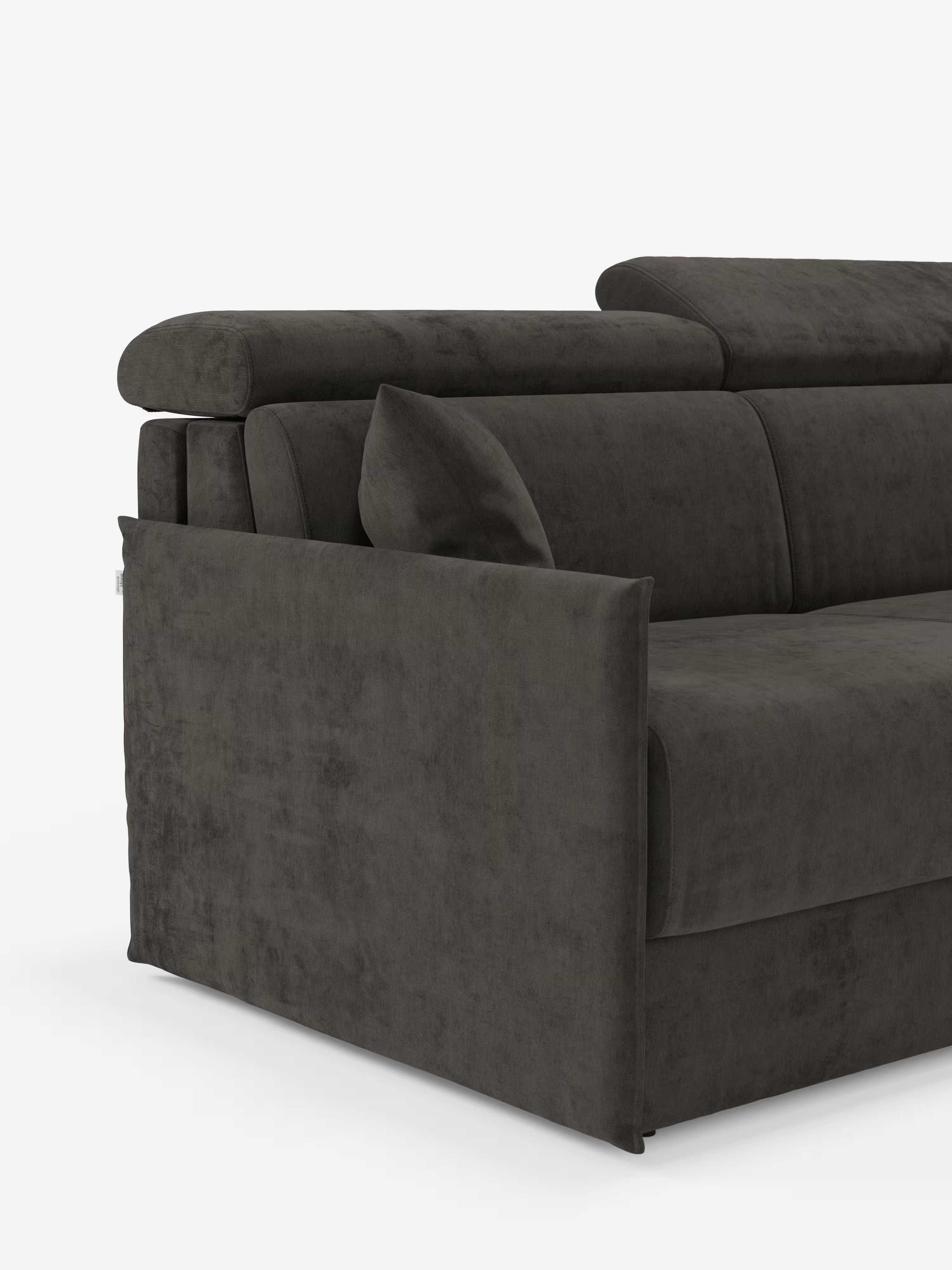 Miryam sofá cama esquinero compacto - reposacabezas reclinables y chaise longue con almacenaje en tejido antimanchas T31