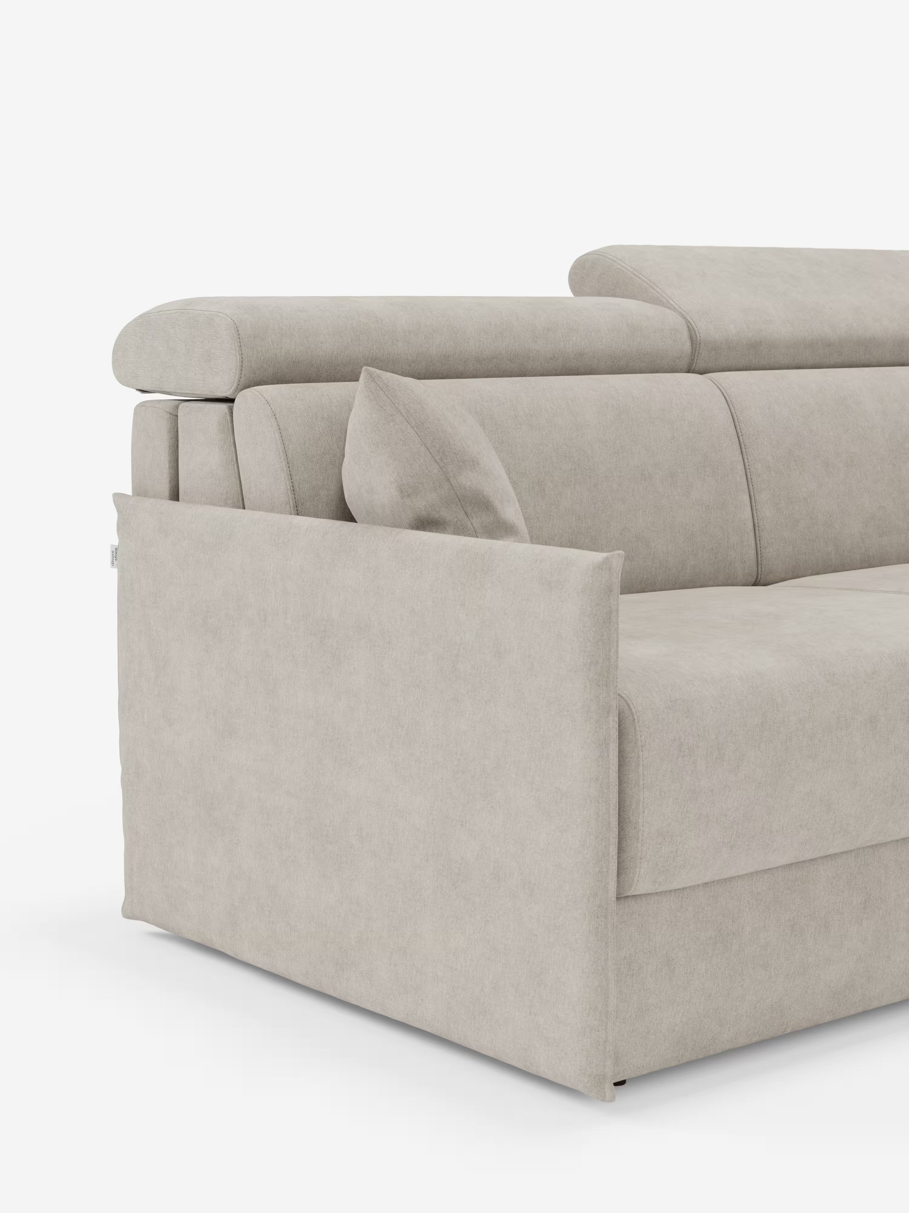 Miryam sofá cama esquinero compacto - reposacabezas reclinables y chaise longue con almacenaje en tejido antimanchas T31