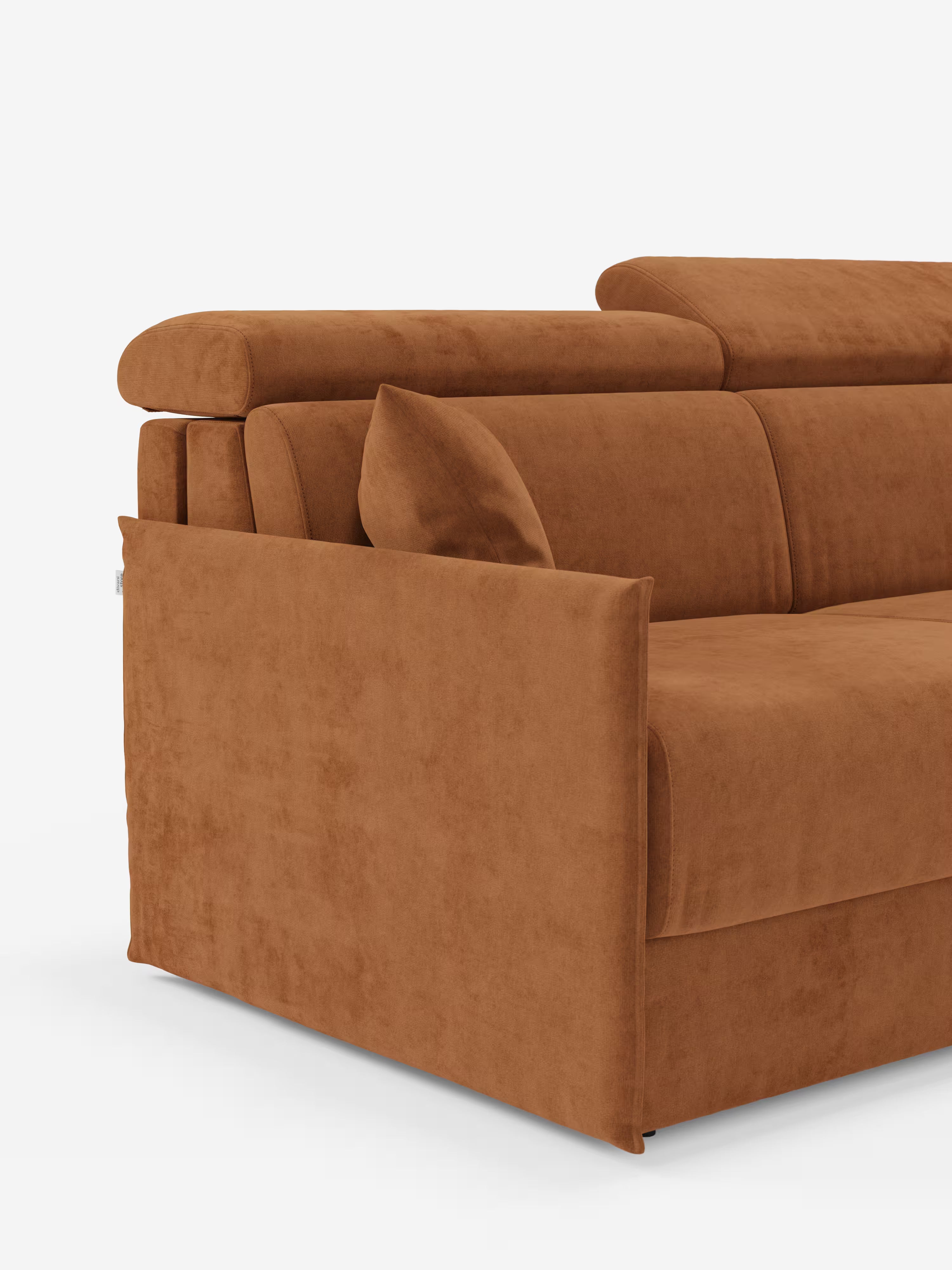 Miryam sofá cama esquinero compacto - reposacabezas reclinables y chaise longue con almacenaje en tejido antimanchas T31