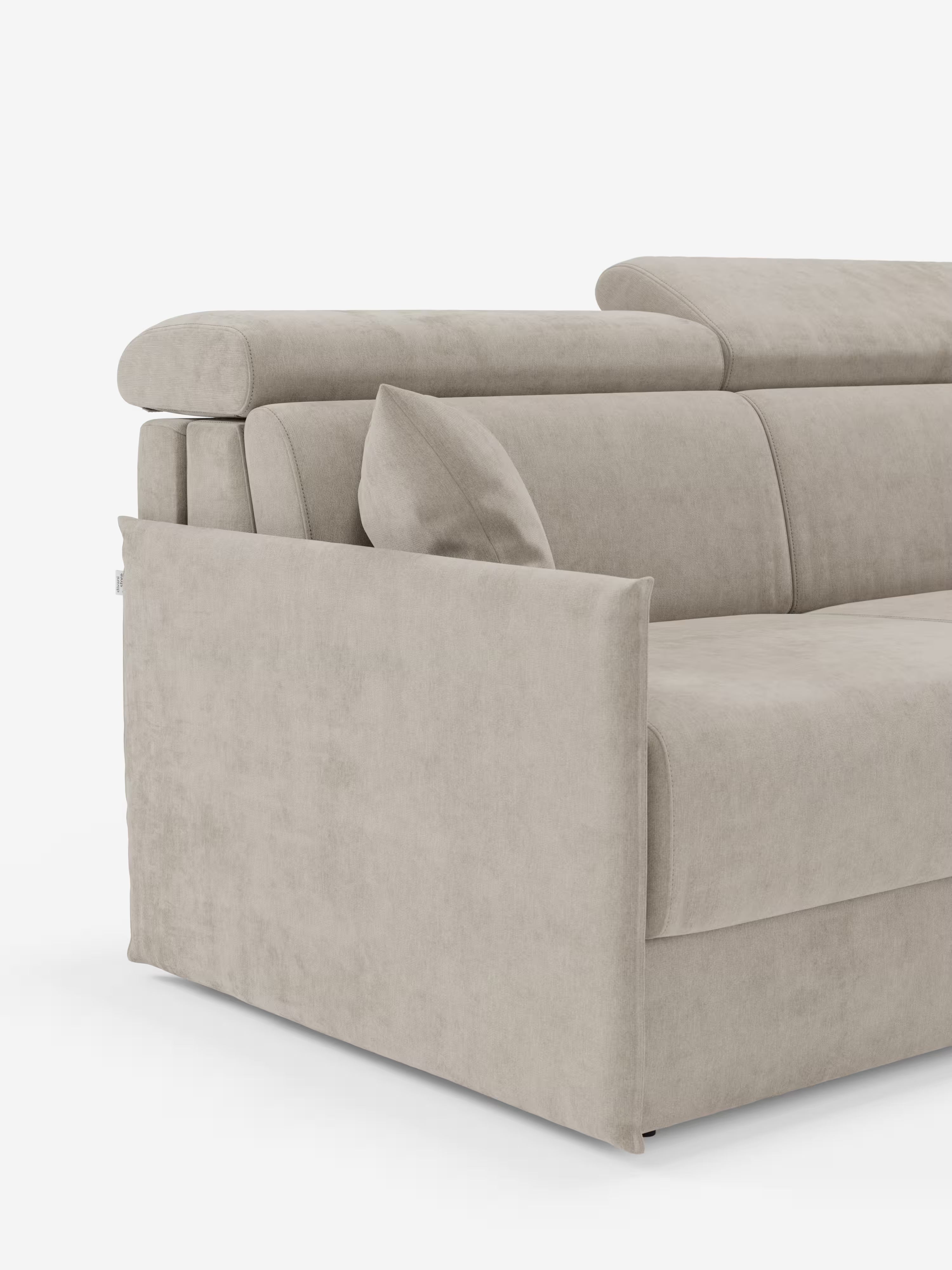 Miryam sofá cama esquinero compacto - reposacabezas reclinables y chaise longue con almacenaje en tejido antimanchas T31