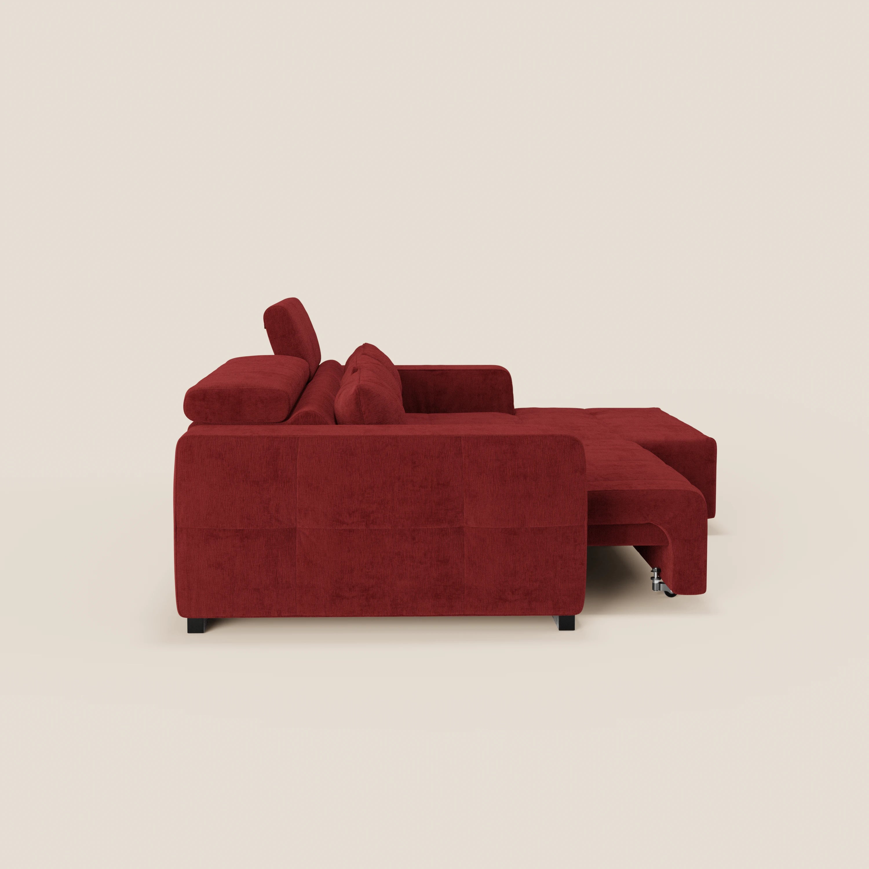 Monarch Divano angolare con penisola e Relax Elettrico per allungamento sedute - Poggiatesta Reclinabili in tessuto morbido smacchiabile T31 - divani.store