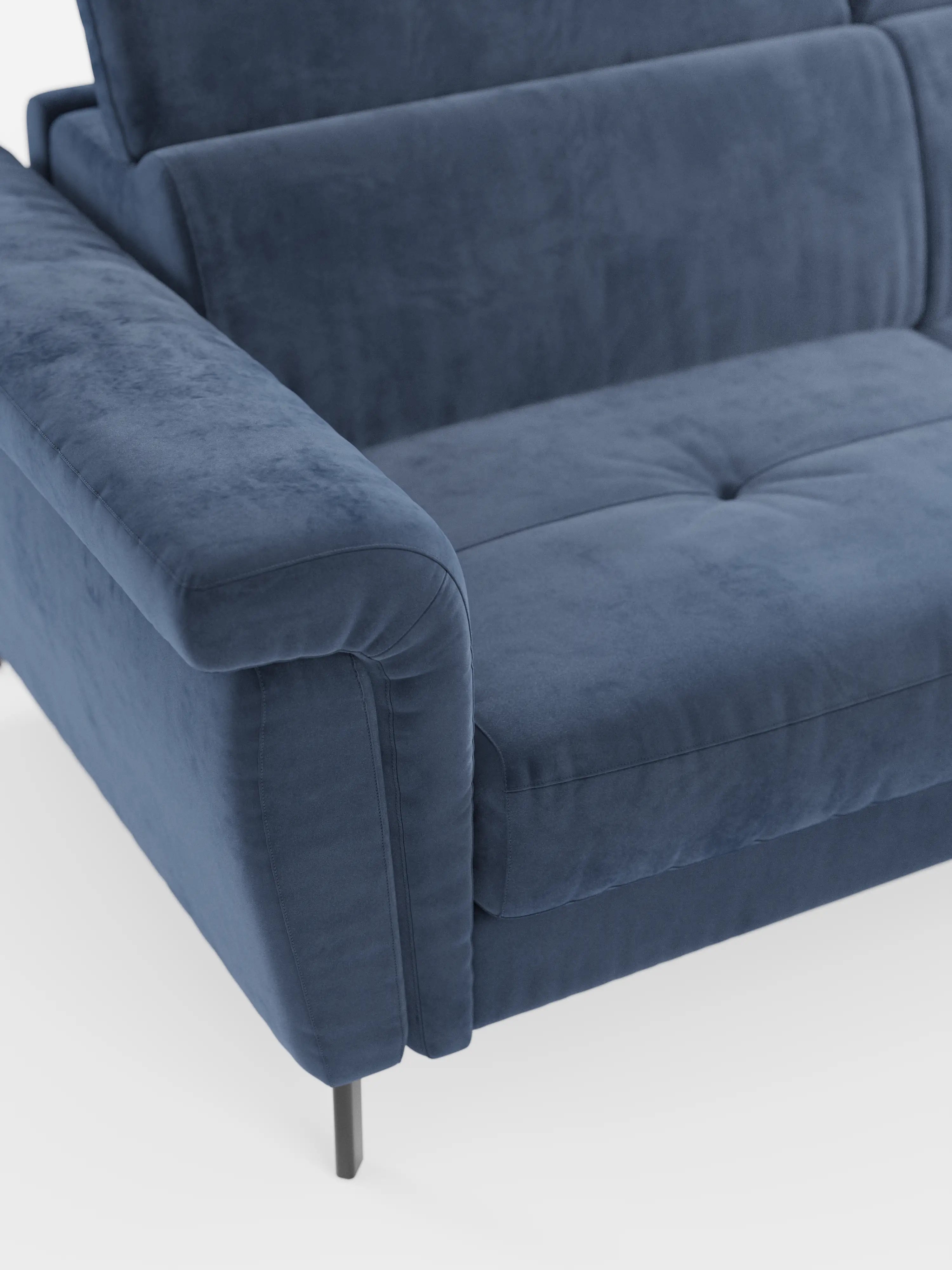 Capri Divano letto angolare con penisola contenitore e poggiatesta reclinabili - elegante tessuto smacchiabile T30